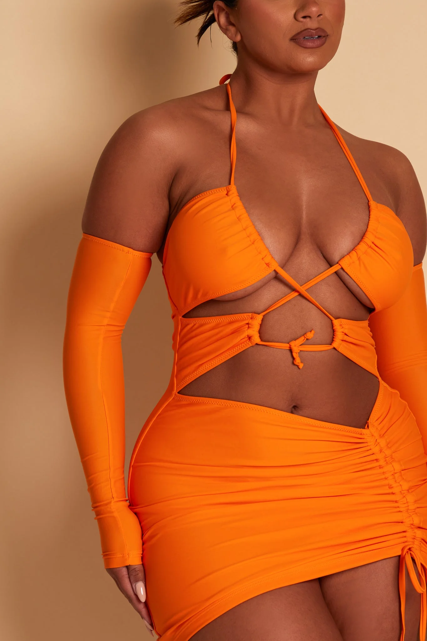 Orange Ruched Mini - Image 4