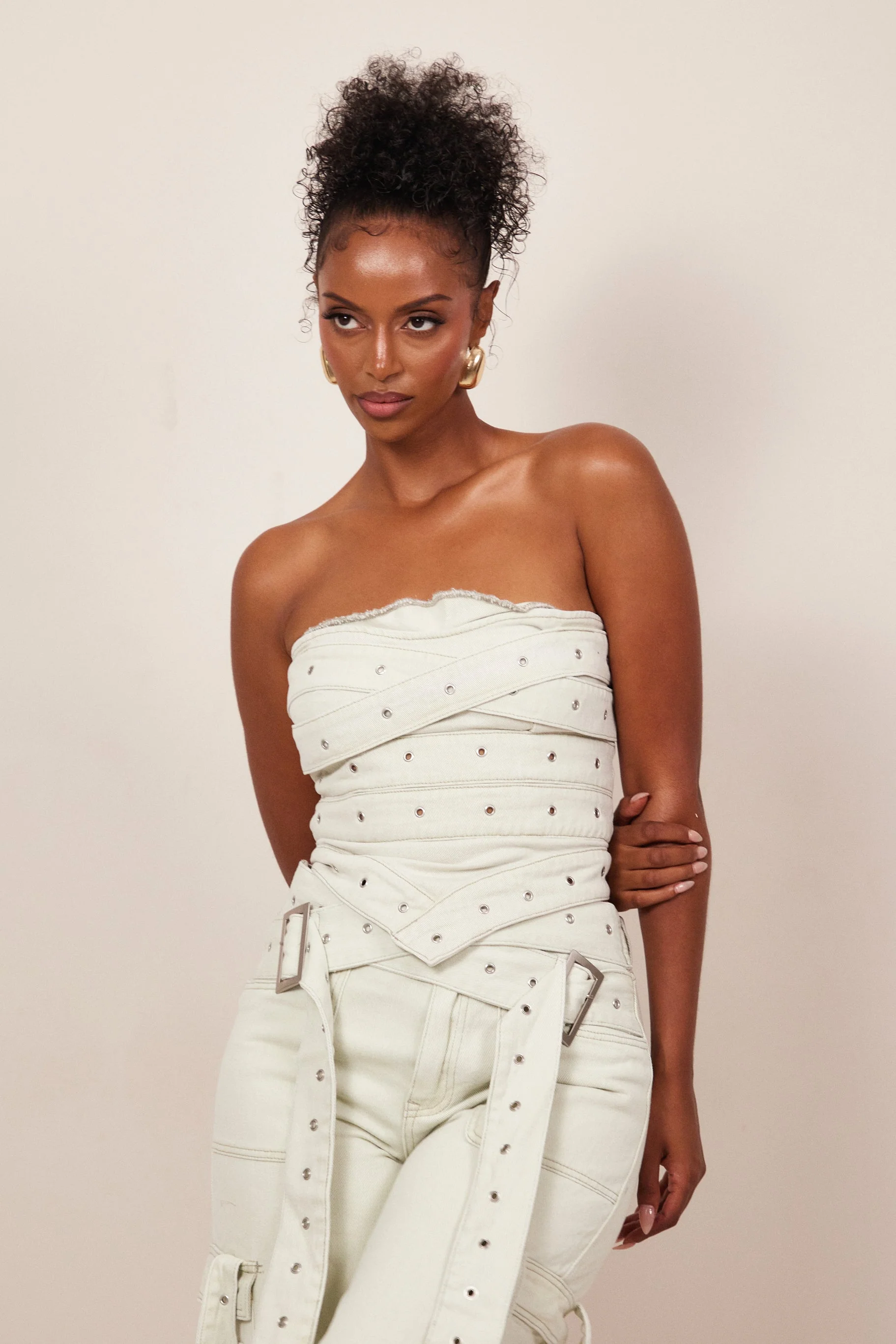 Belted Bandeau Top in Grey Wash - Image 6