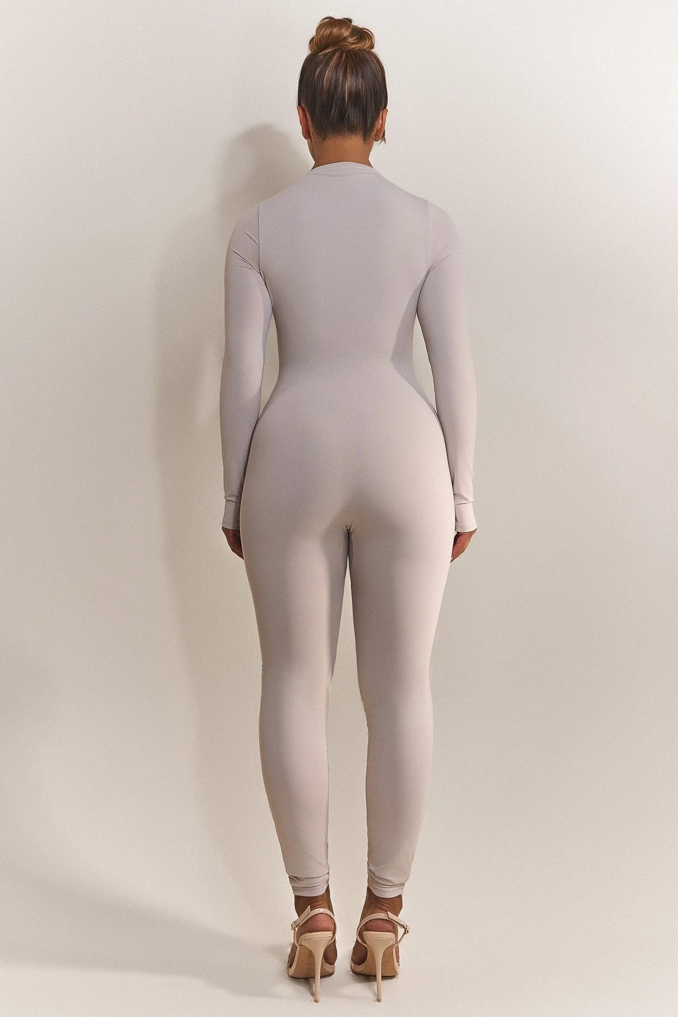 Contour Zip Up Jumpsuit in Grey - Image 3