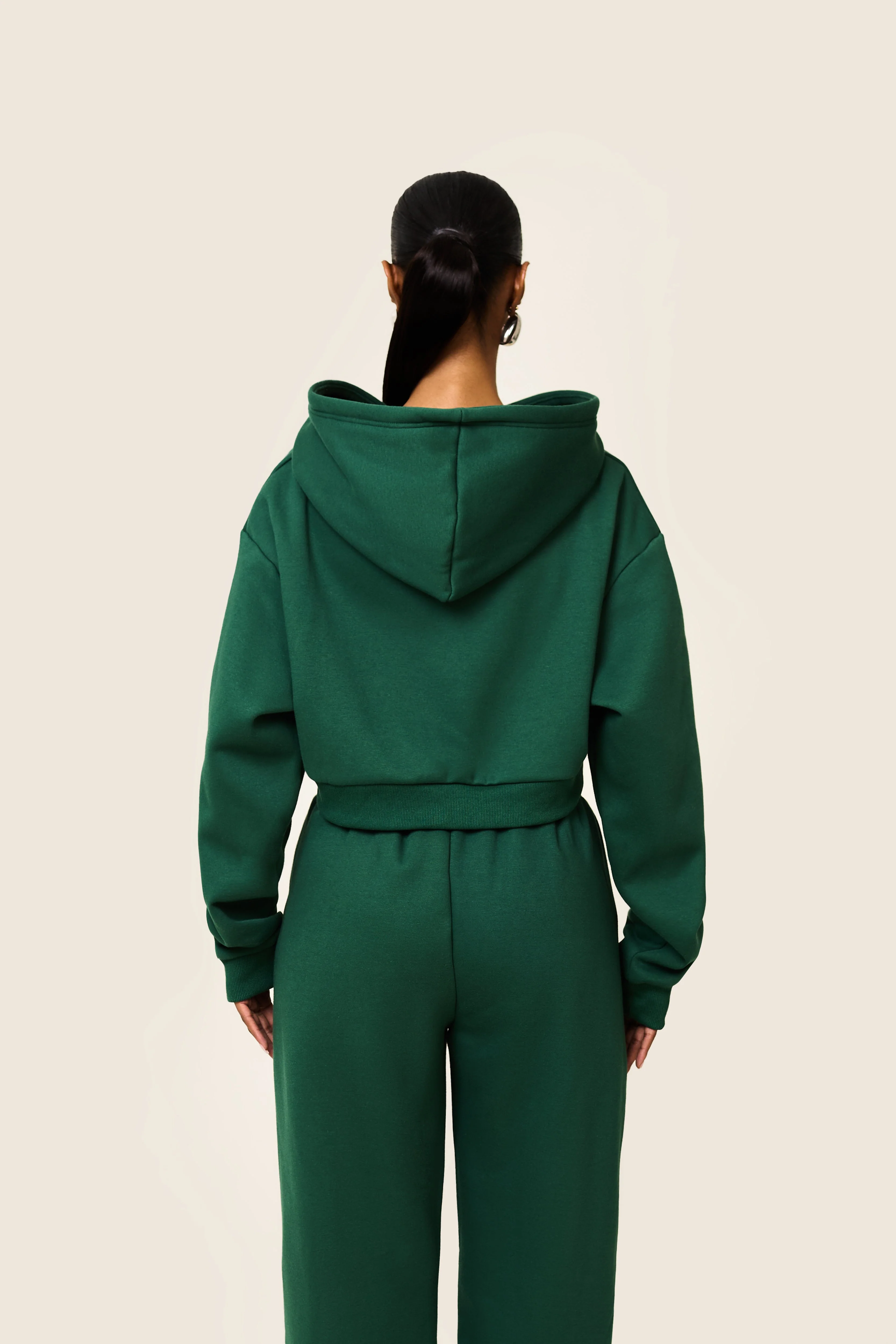 The Essentials Cropped Jacket in Forest Green - Image 2