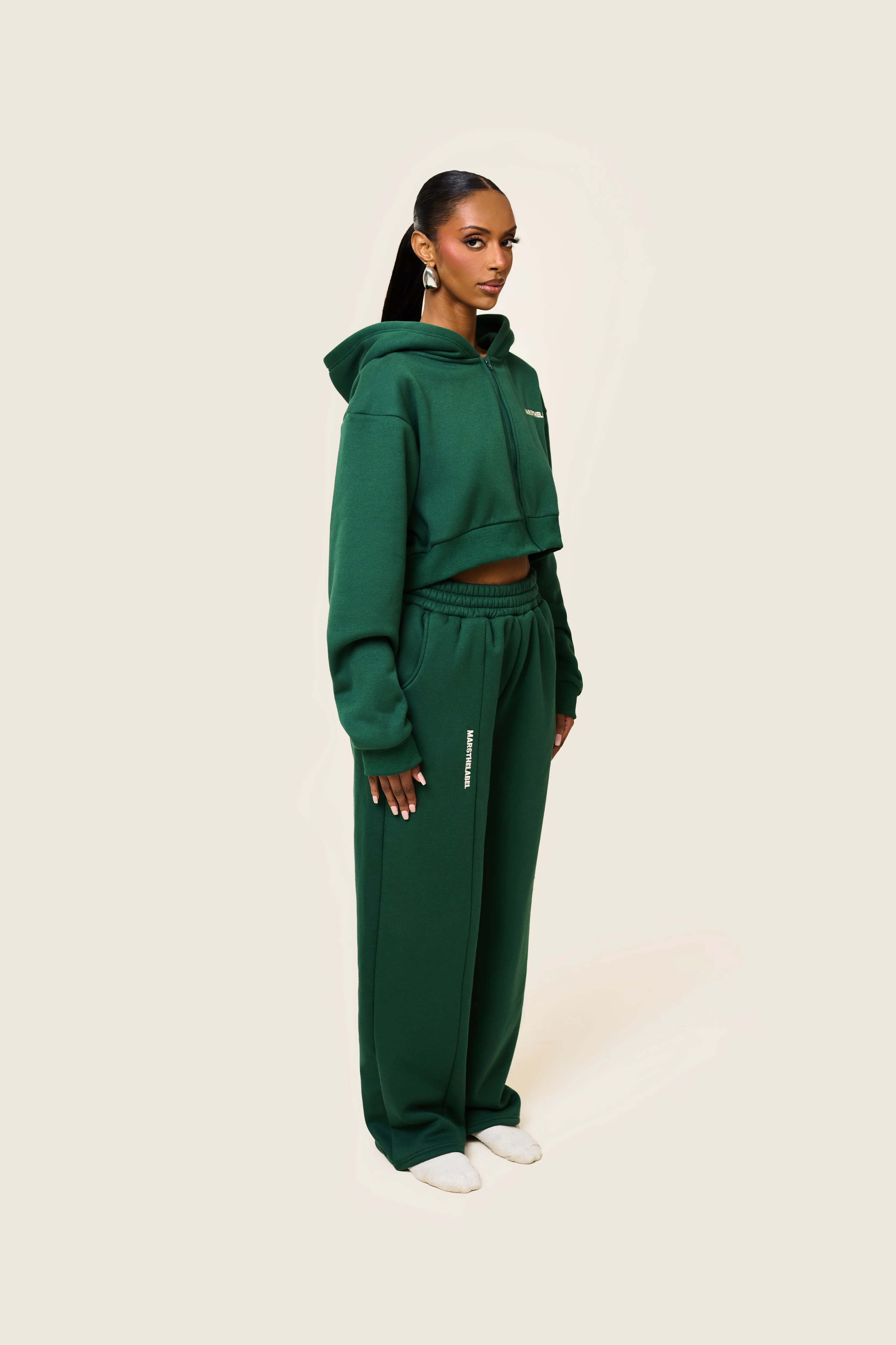The Essentials Cropped Jacket in Forest Green - Image 3