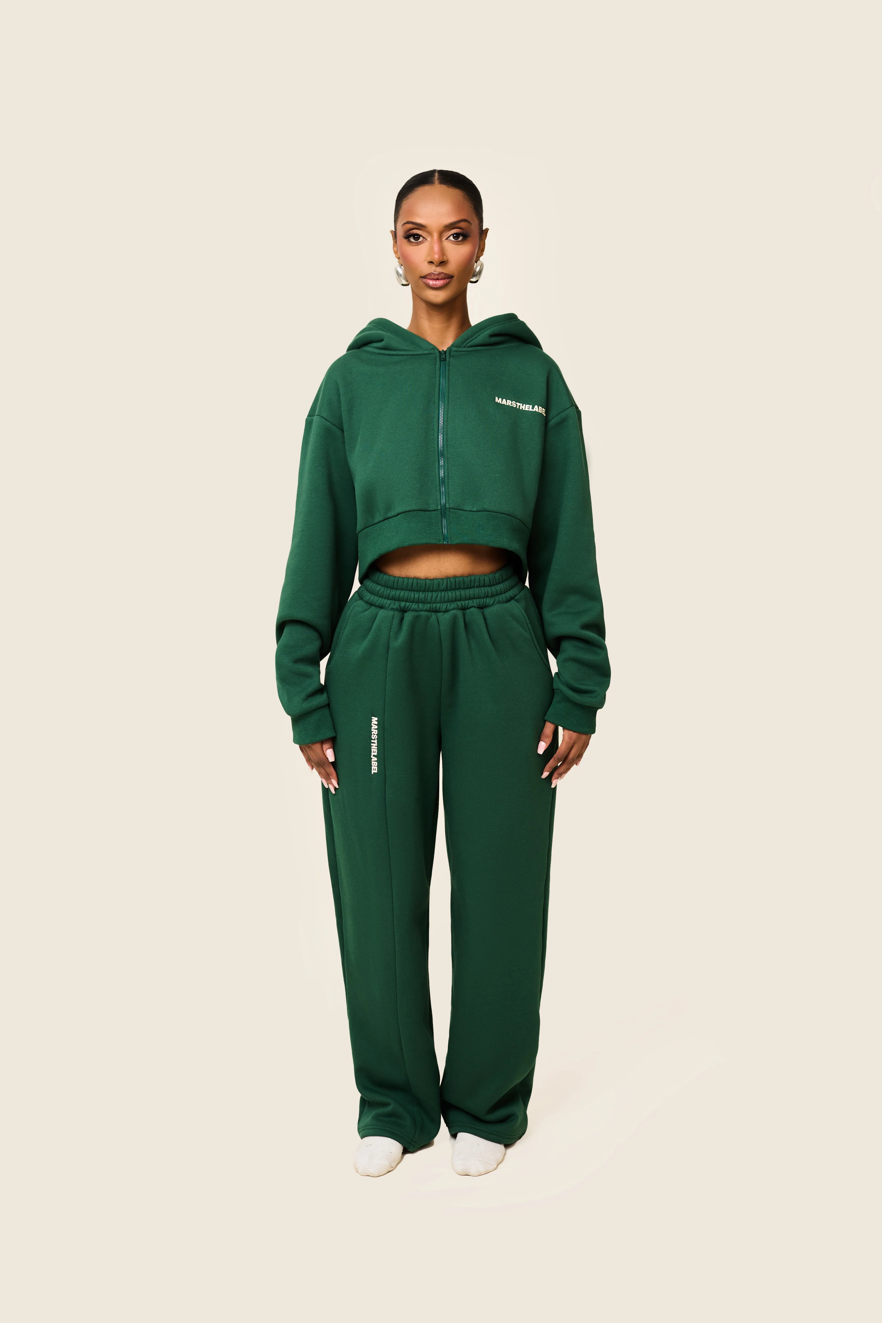 The Essentials Cropped Jacket in Forest Green - Image 6
