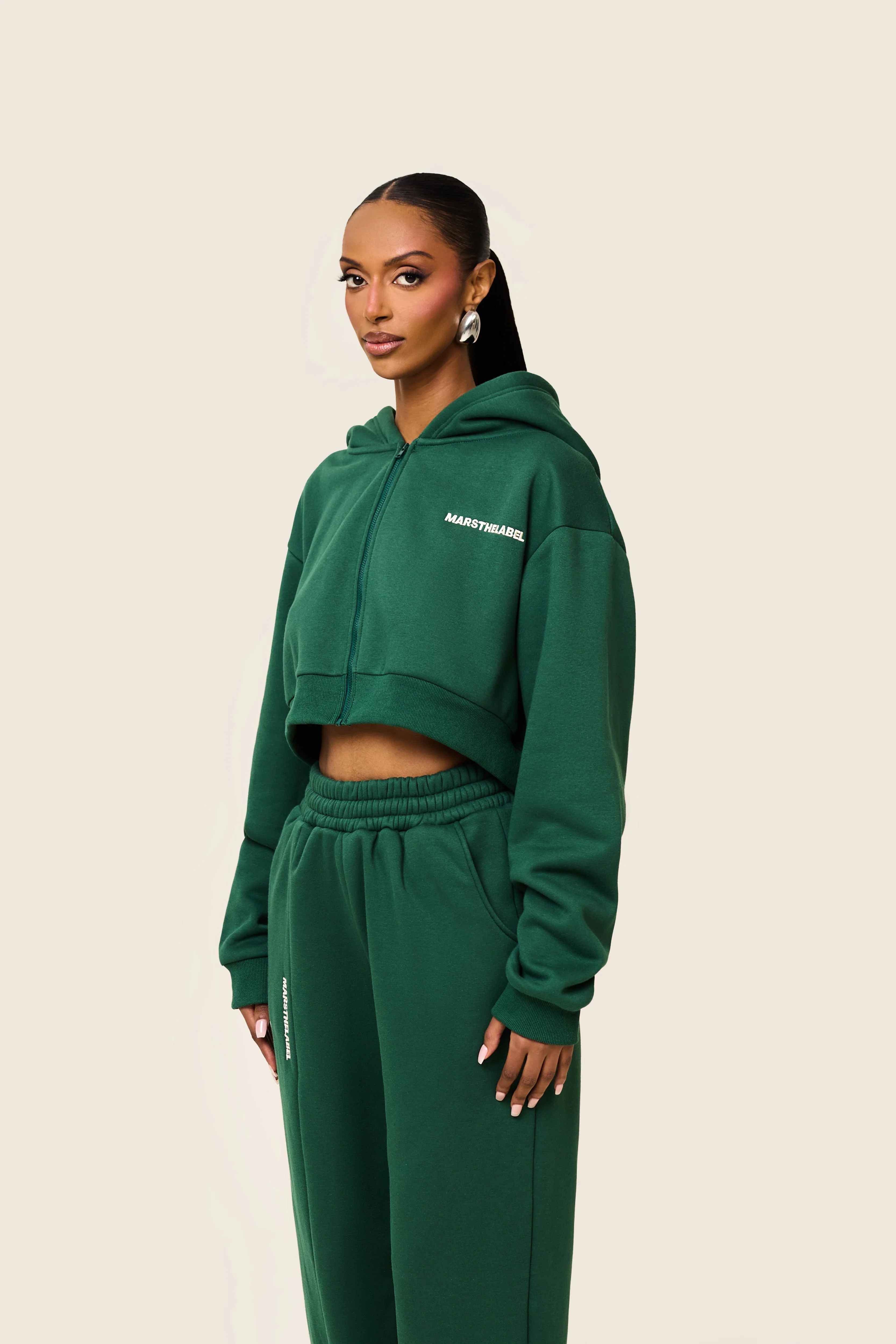 The Essentials Cropped Jacket in Forest Green - Image 7