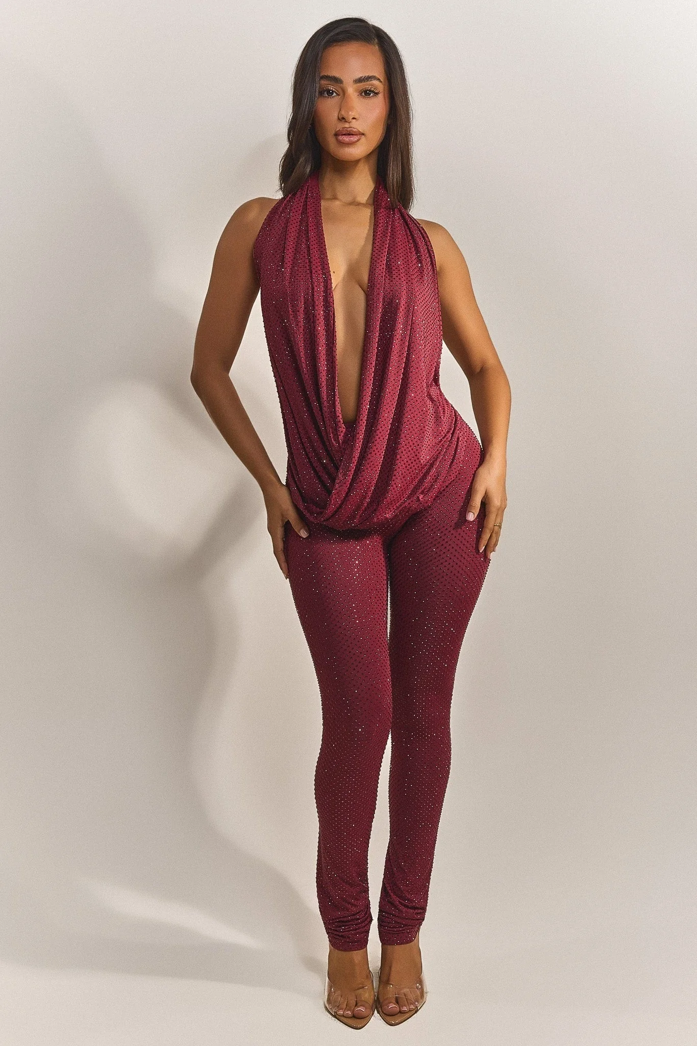 The Leia Leggings in Wine Hotfix - Image 4
