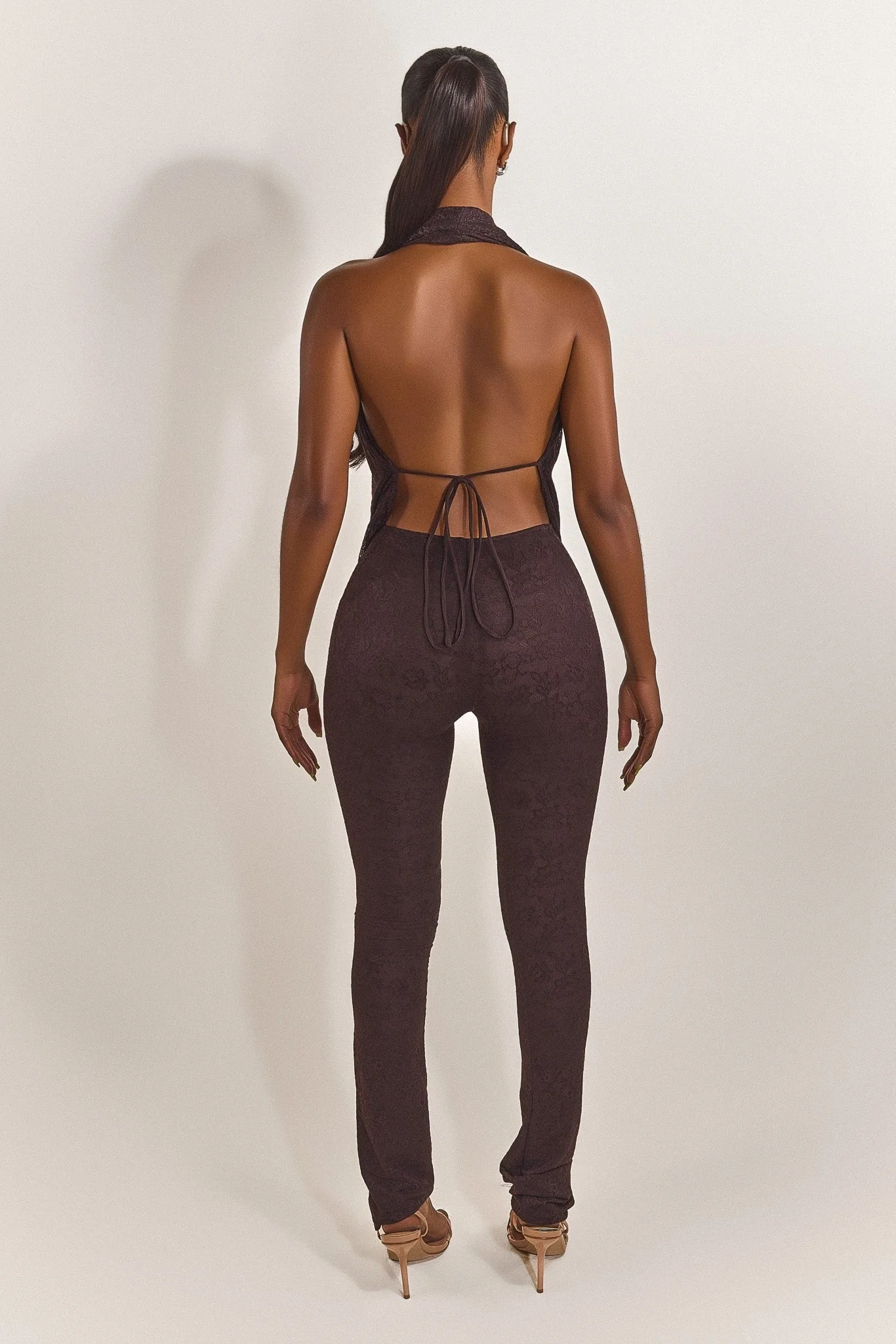 Leia Trousers in Brown Lace - Image 3