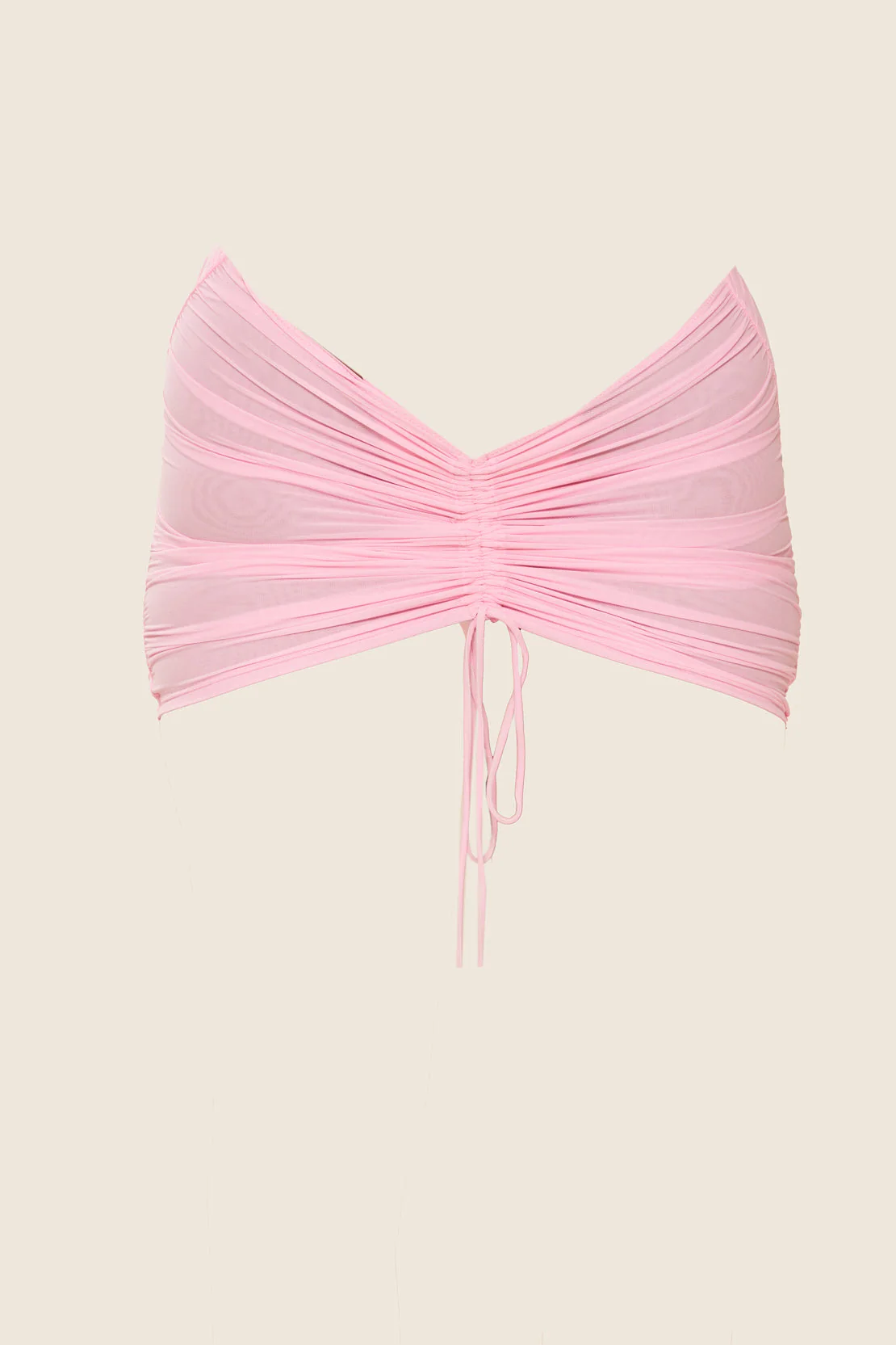 Mesh Ruched Coverup Skirt in Baby Pink - Image 8