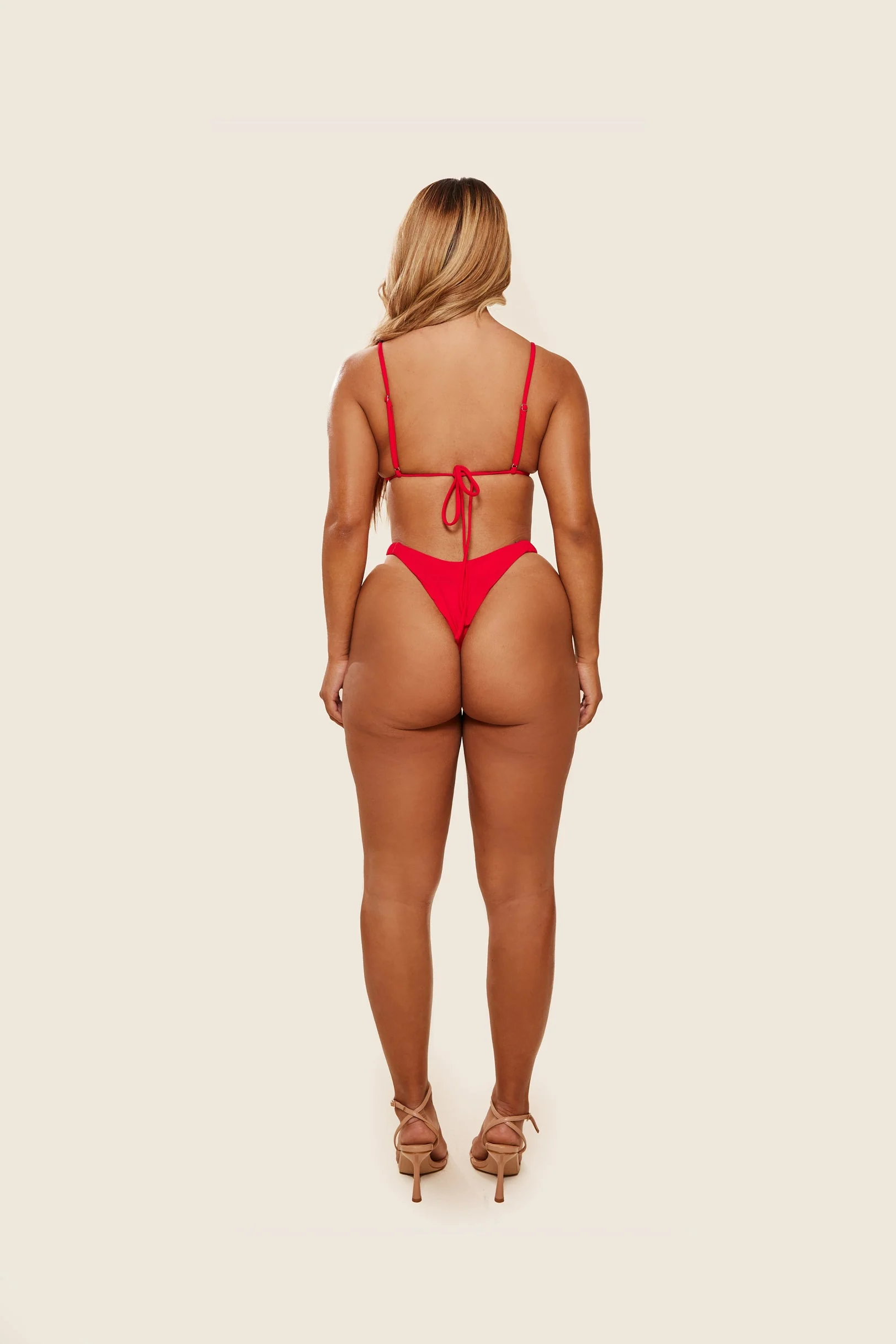 The Ruched Cup Bikini in Red - Image 6
