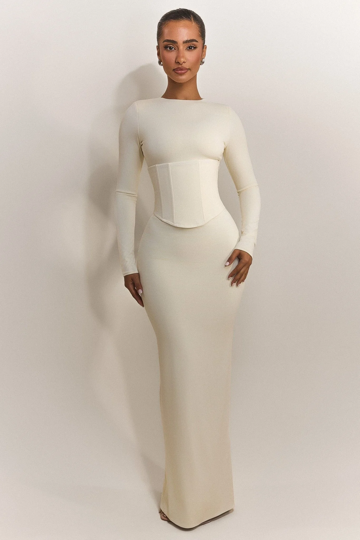 The Long Sleeve Sandra Maxi in Off White - Image 4