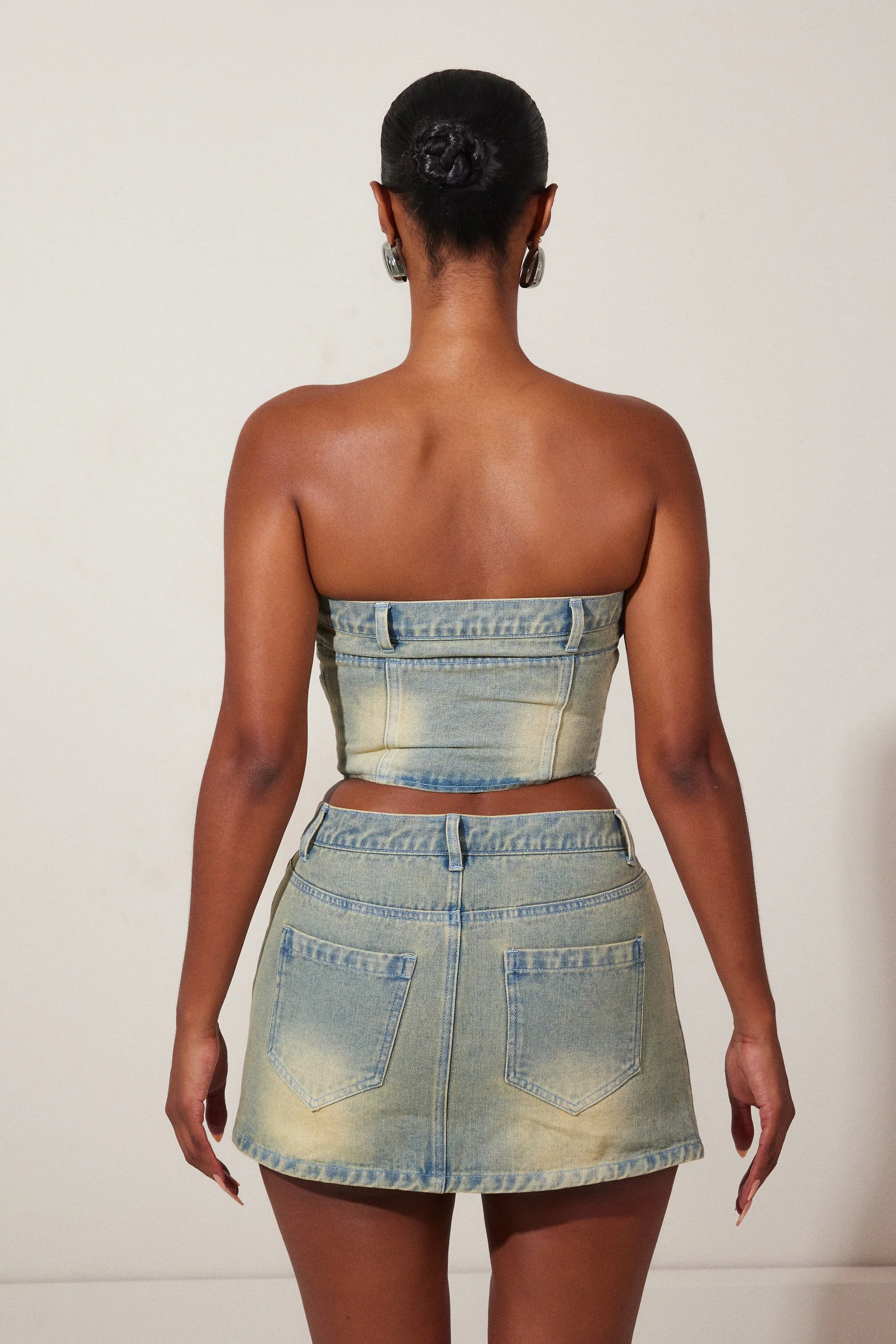 Sora Denim Corset in Yellow Wash - Image 3