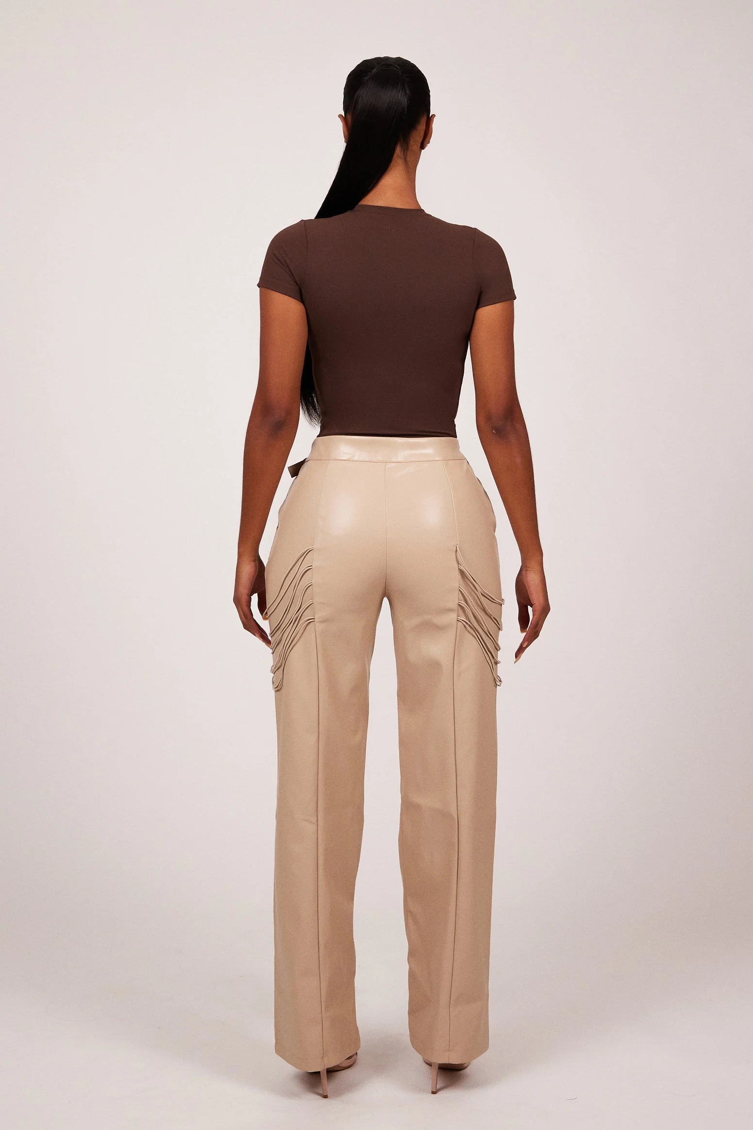 String detail leather trousers - Image 10