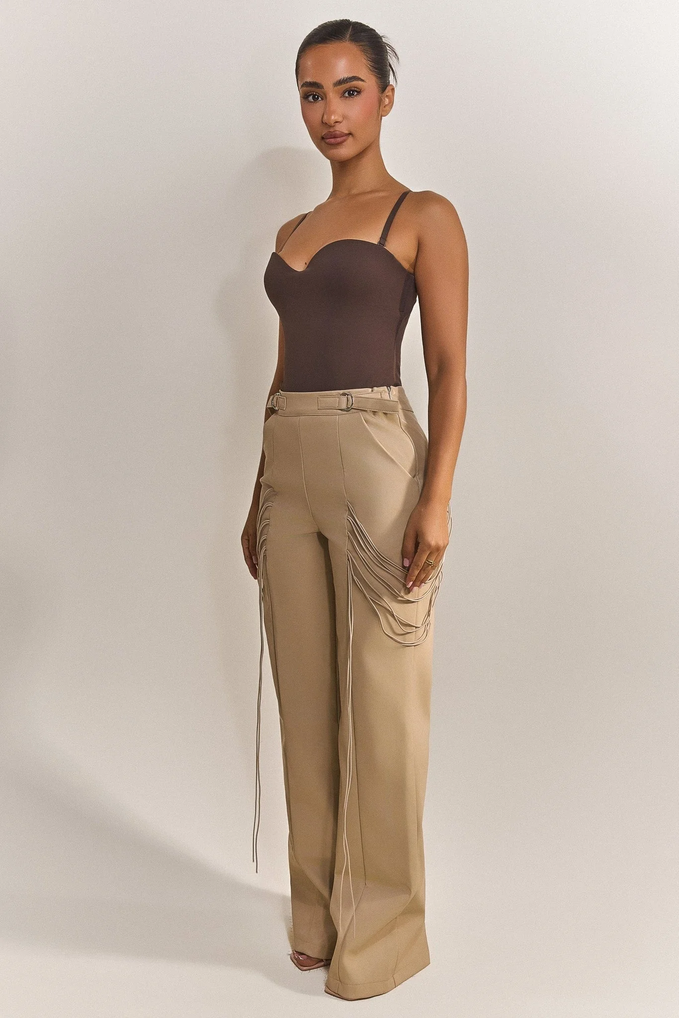 String detail leather trousers - Image 2