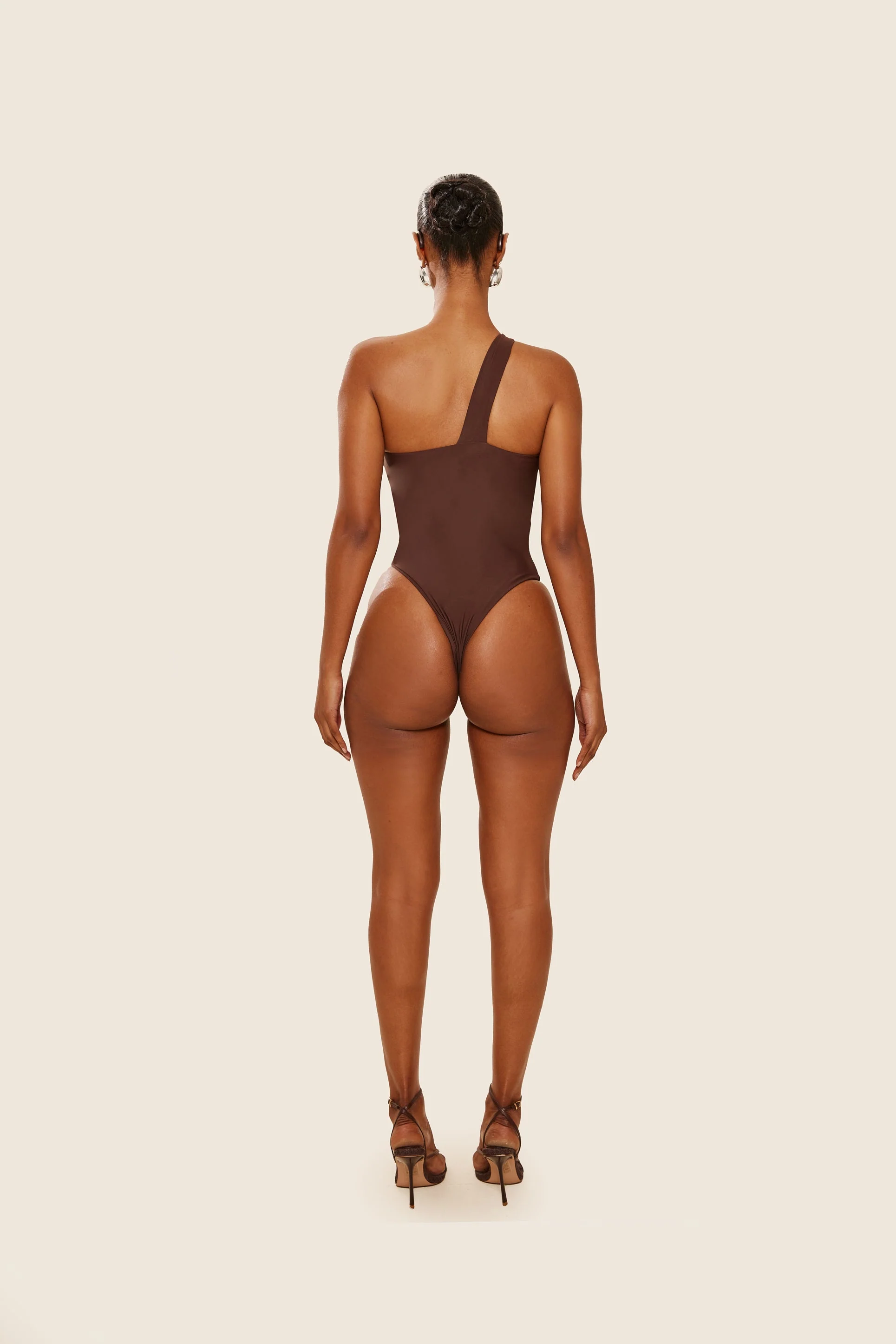 The Asymmetric Knot Detail Swimsuit in Brown - Image 5