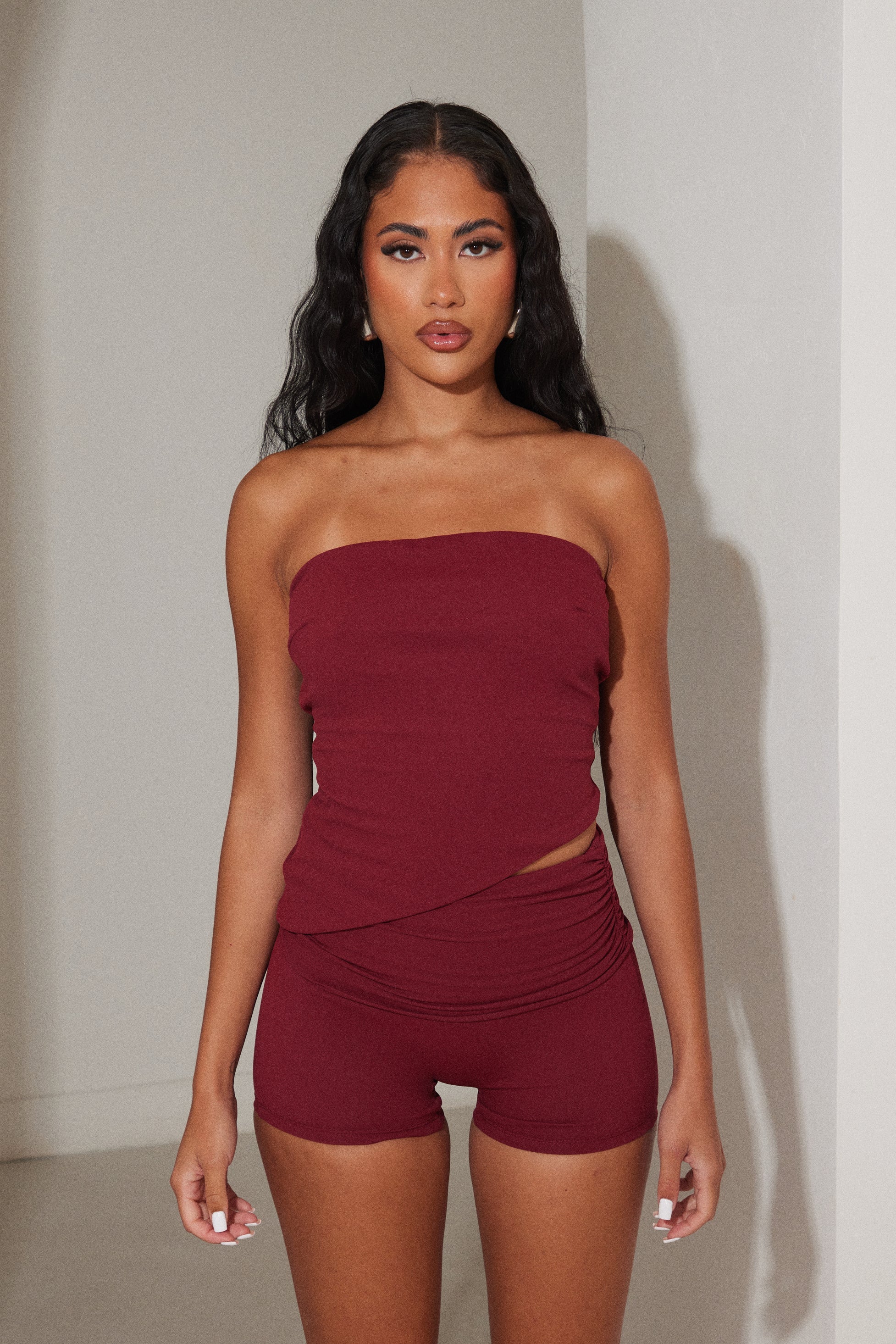 The Bandeau Asymmetric Top in Wine - Image 6