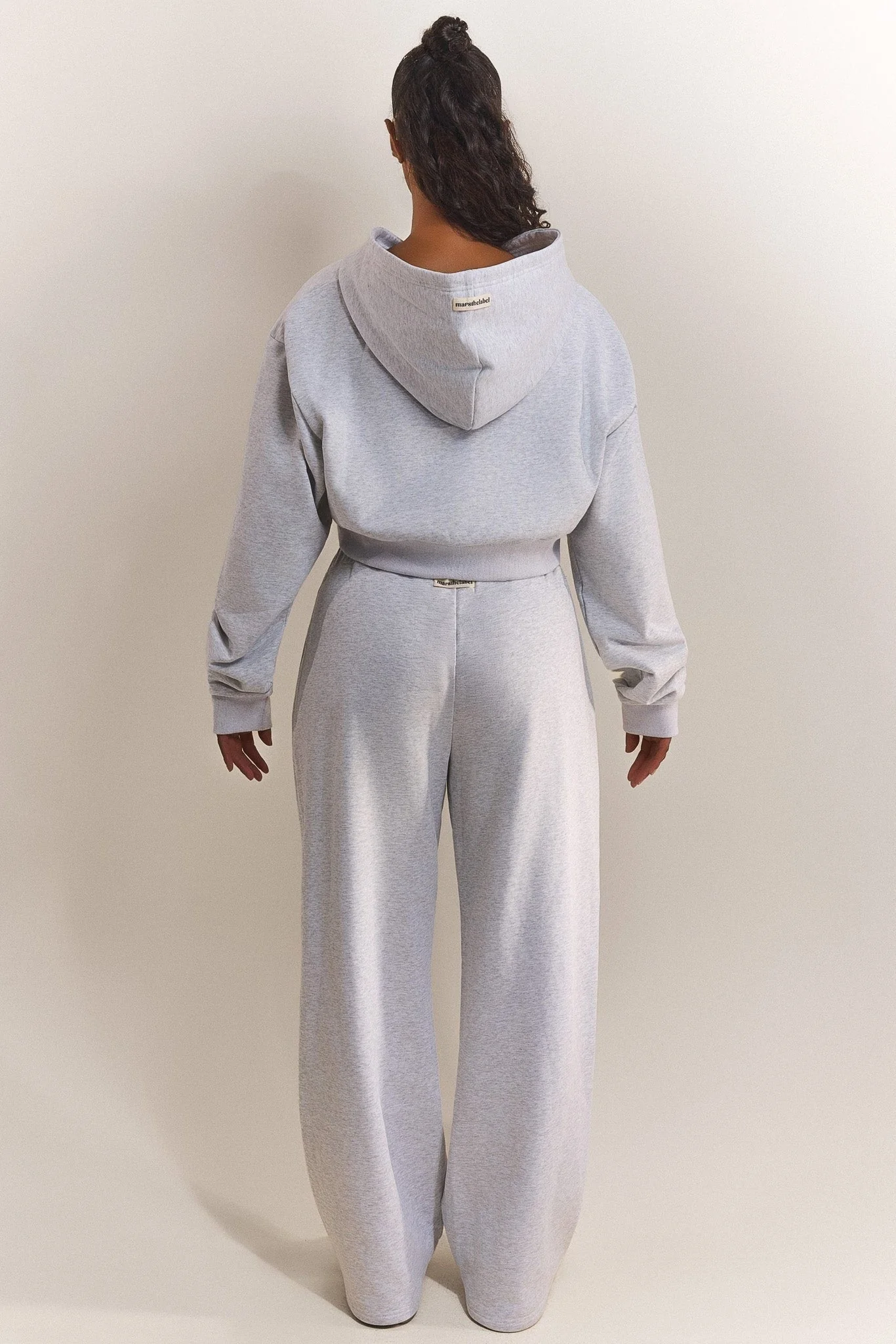 The Basic Crop Zip Hoodie in Grey Marl - Image 4