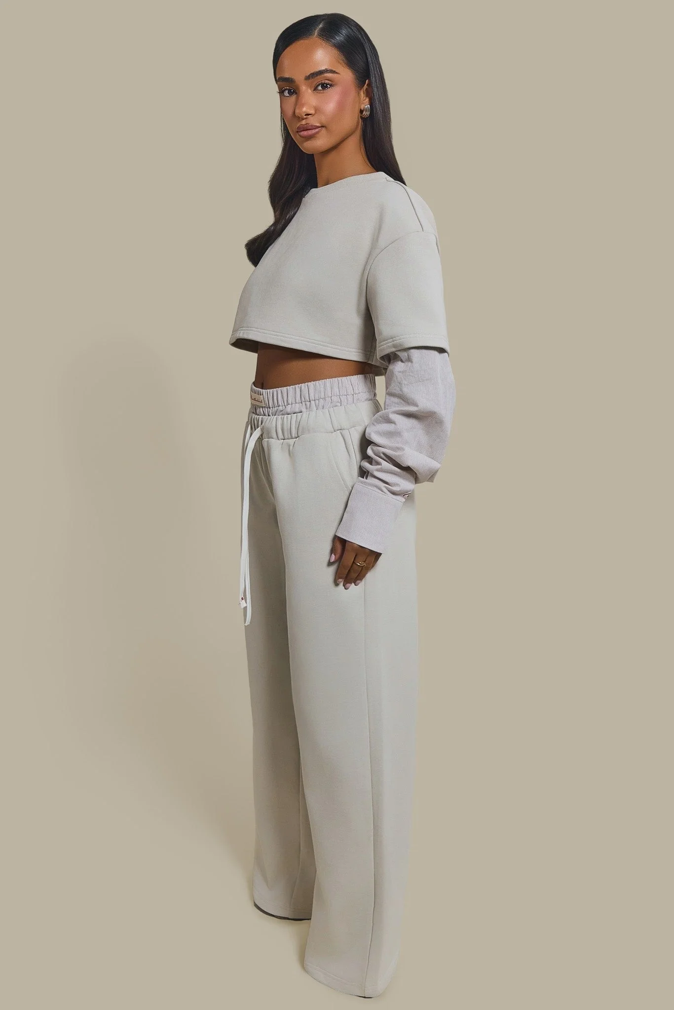 The Boxer Wide-Leg Joggers in Beige - Image 3