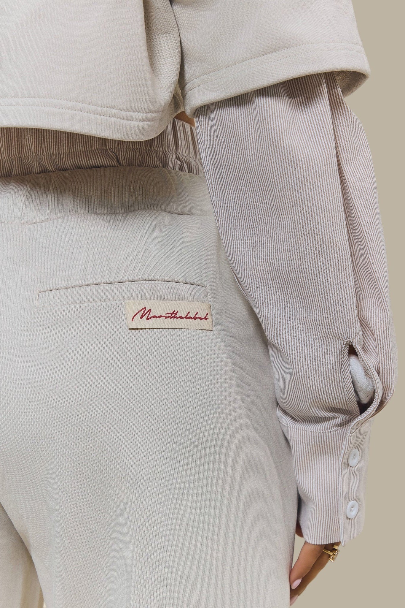 The Boxer Wide-Leg Joggers in Beige - Image 5