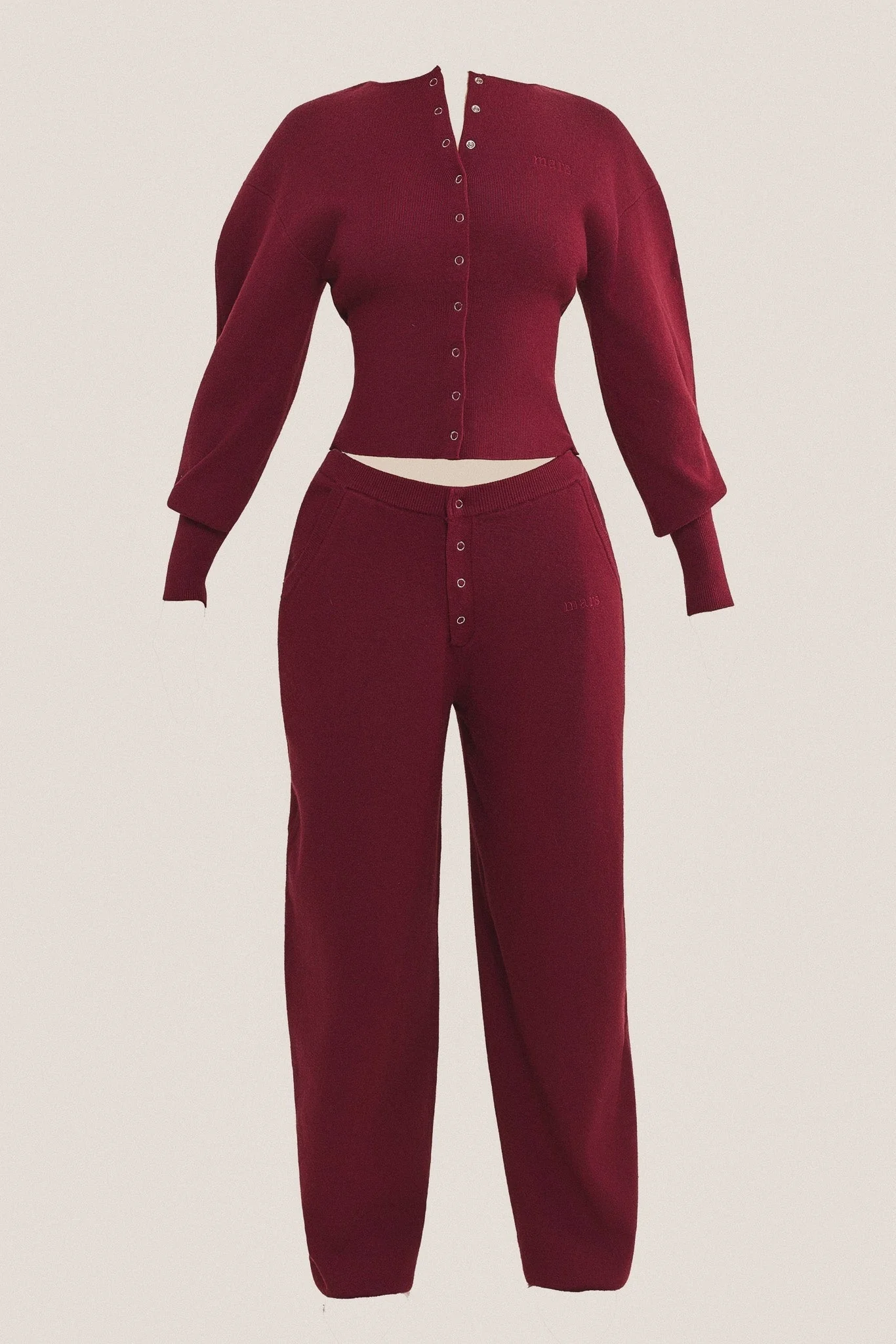 The Knit Button Up Cardigan in Burgundy - Image 6