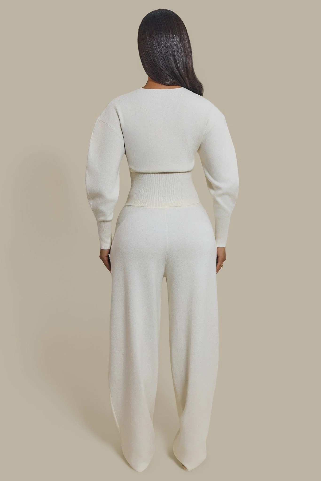 The Knit Button Up Cardigan in Cream - Image 4
