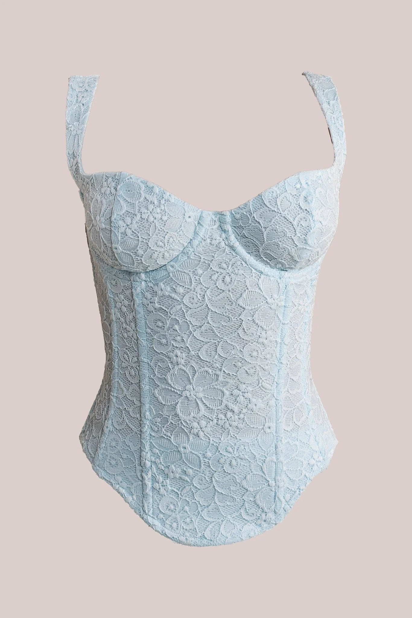 The Cinched Lace Corset Maxi Set in Blue - Image 9