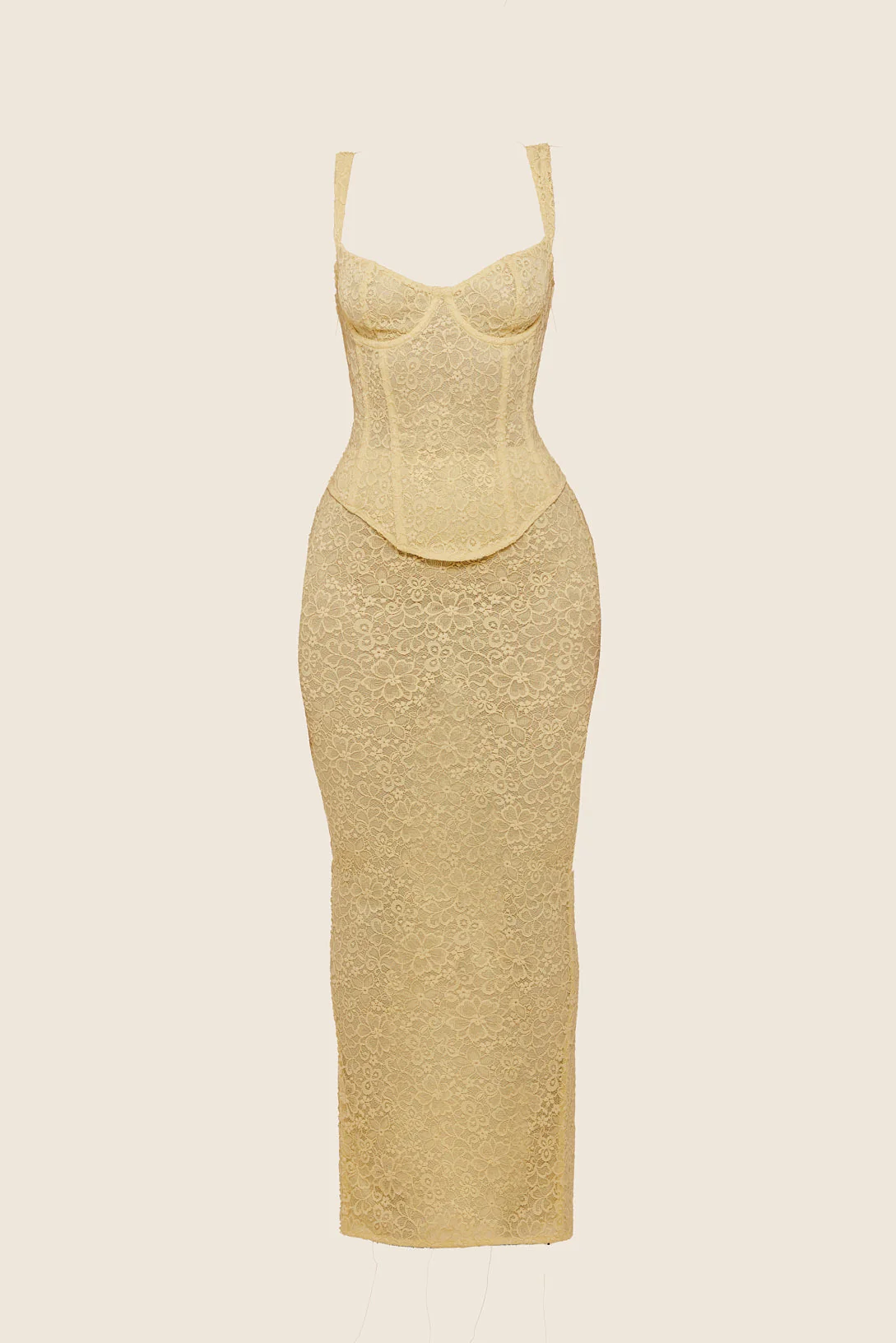 The Cinched Lace Corset Maxi Set in Yellow - Image 11