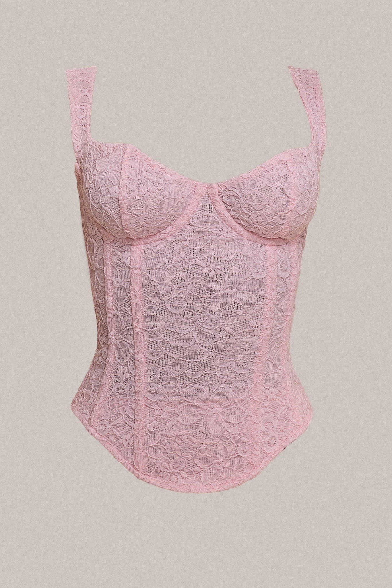 The Cinched Lace Corset Mini Set in Baby Pink - Image 6