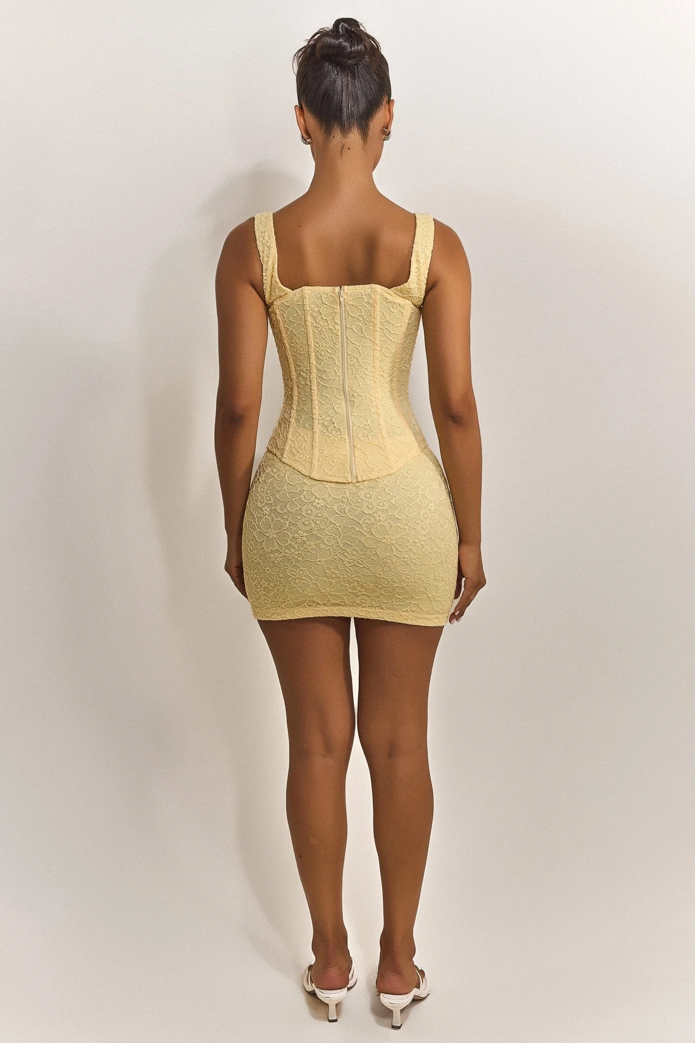 The Cinched Lace Corset Mini Set in Yellow - Image 5