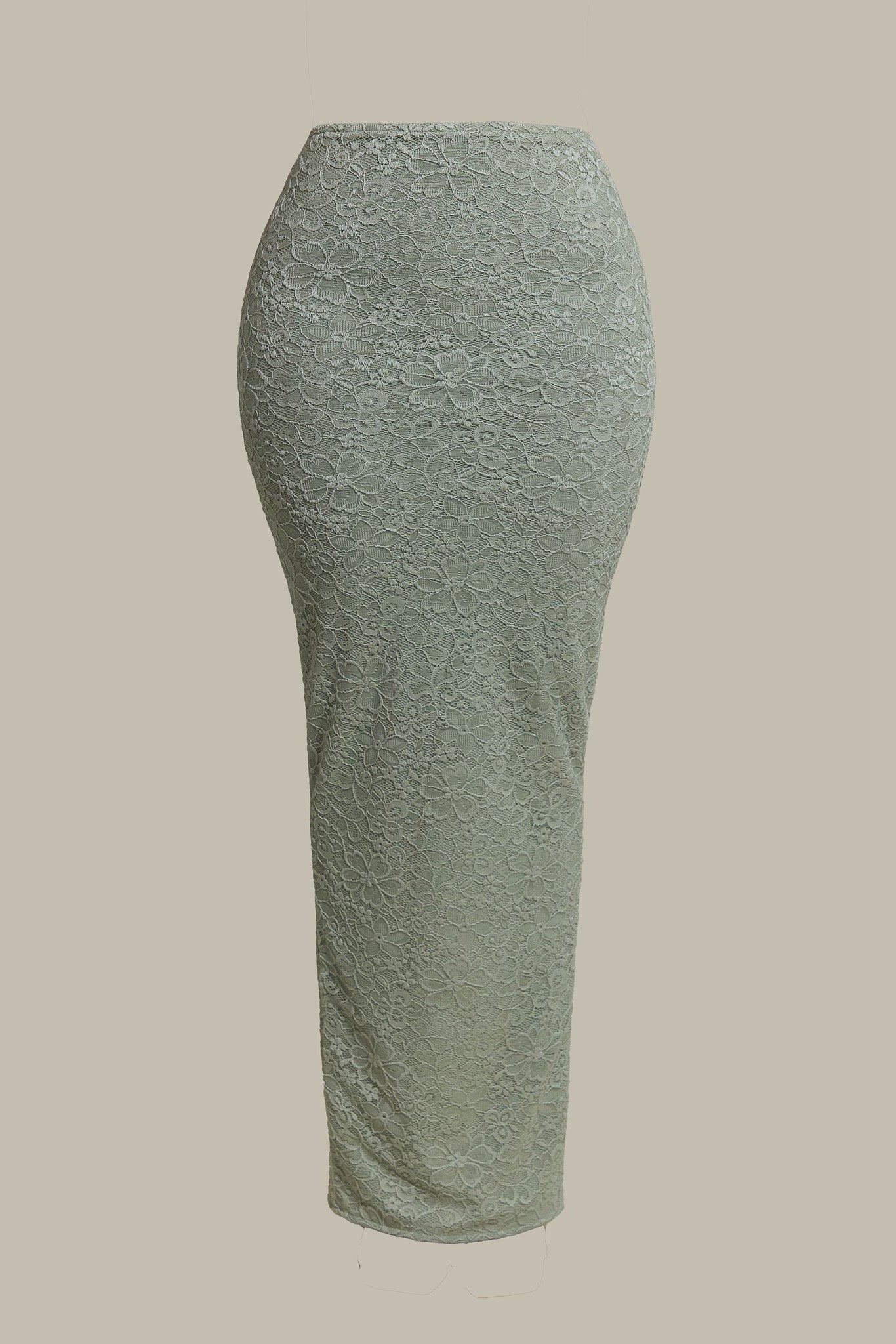 The Cinched Lace Corset Maxi Skirt Set in Sage Green - Image 6