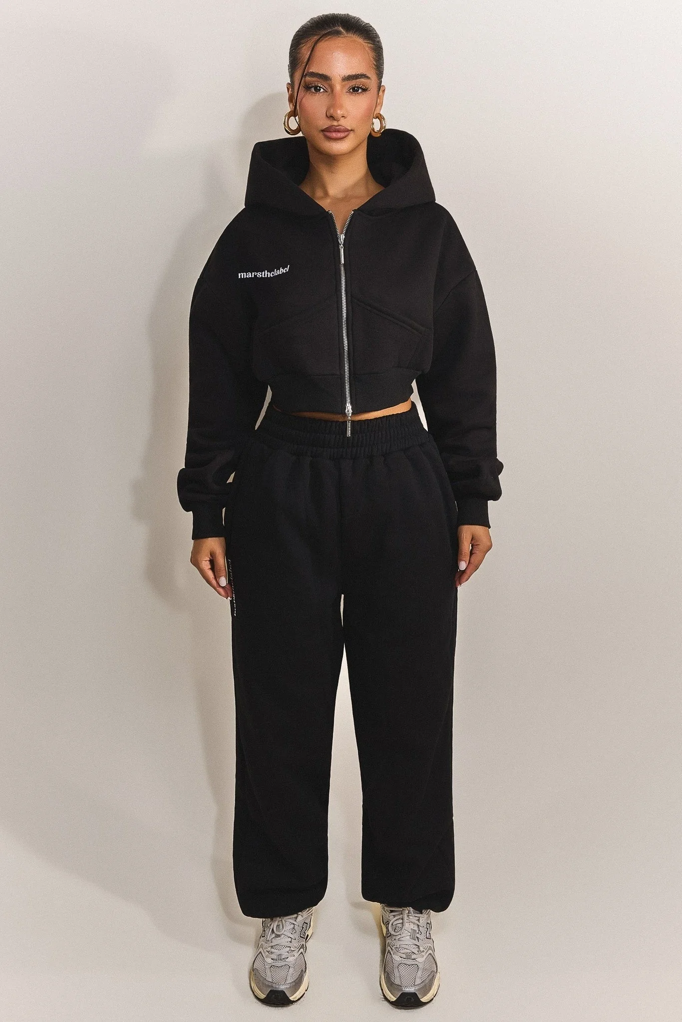 The Classics Cropped Zip Hoodie in Black - Image 2
