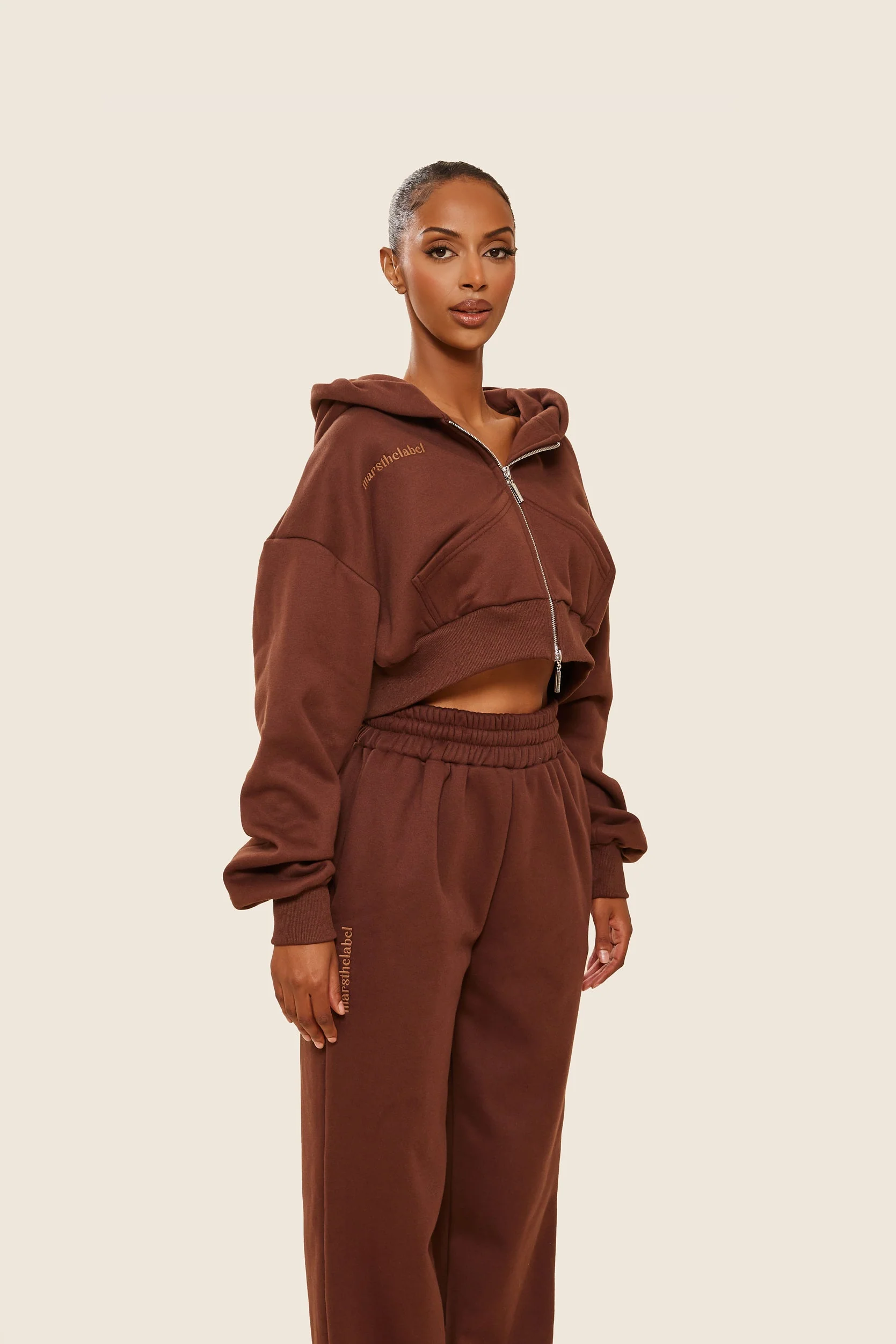 The Classics Cropped Zip Hoodie in Brown - Image 10