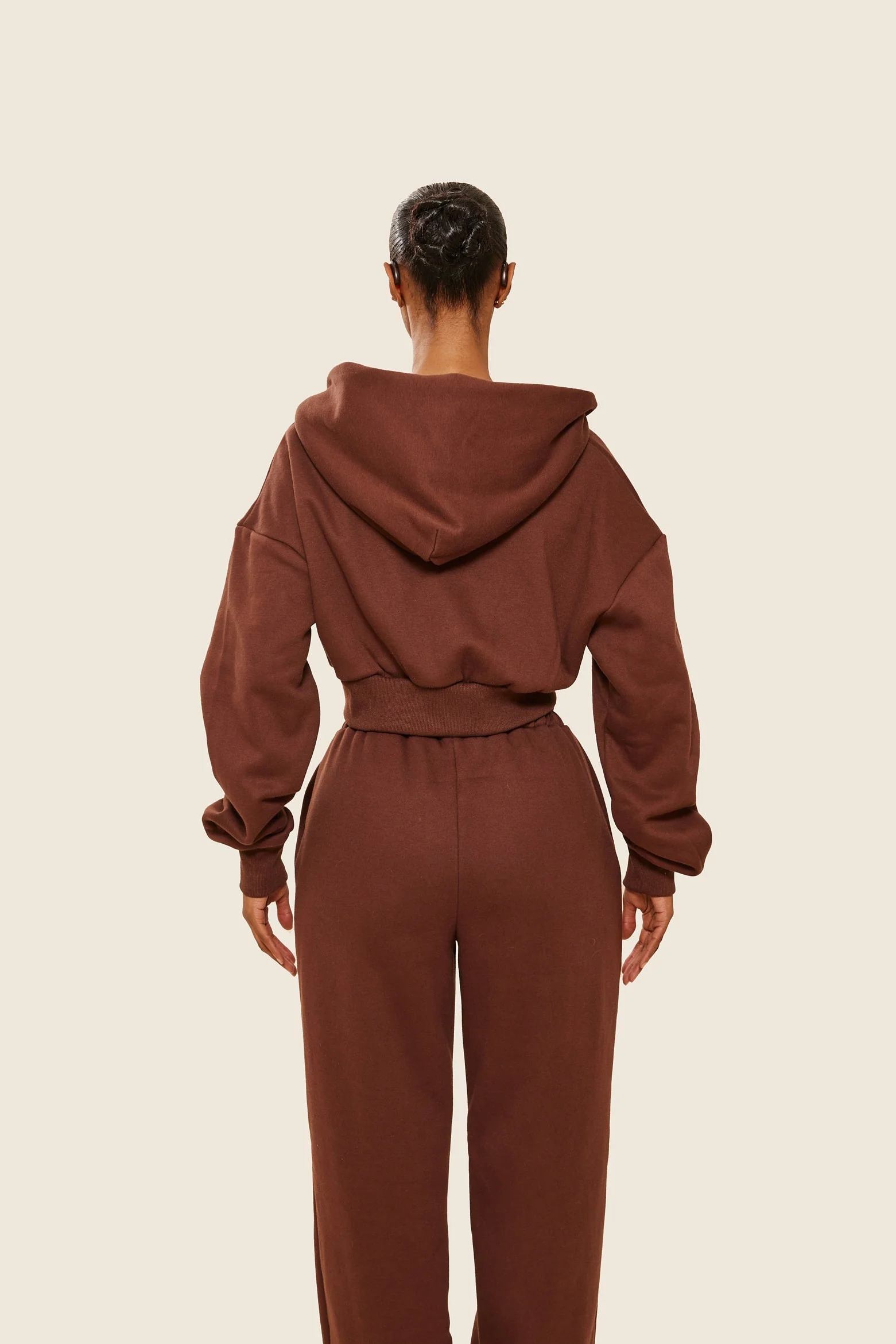 The Classics Cropped Zip Hoodie in Brown - Image 11