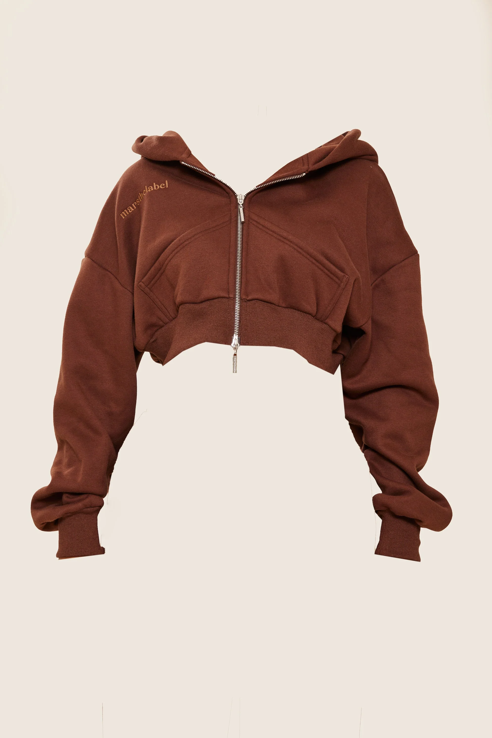The Classics Cropped Zip Hoodie in Brown - Image 16