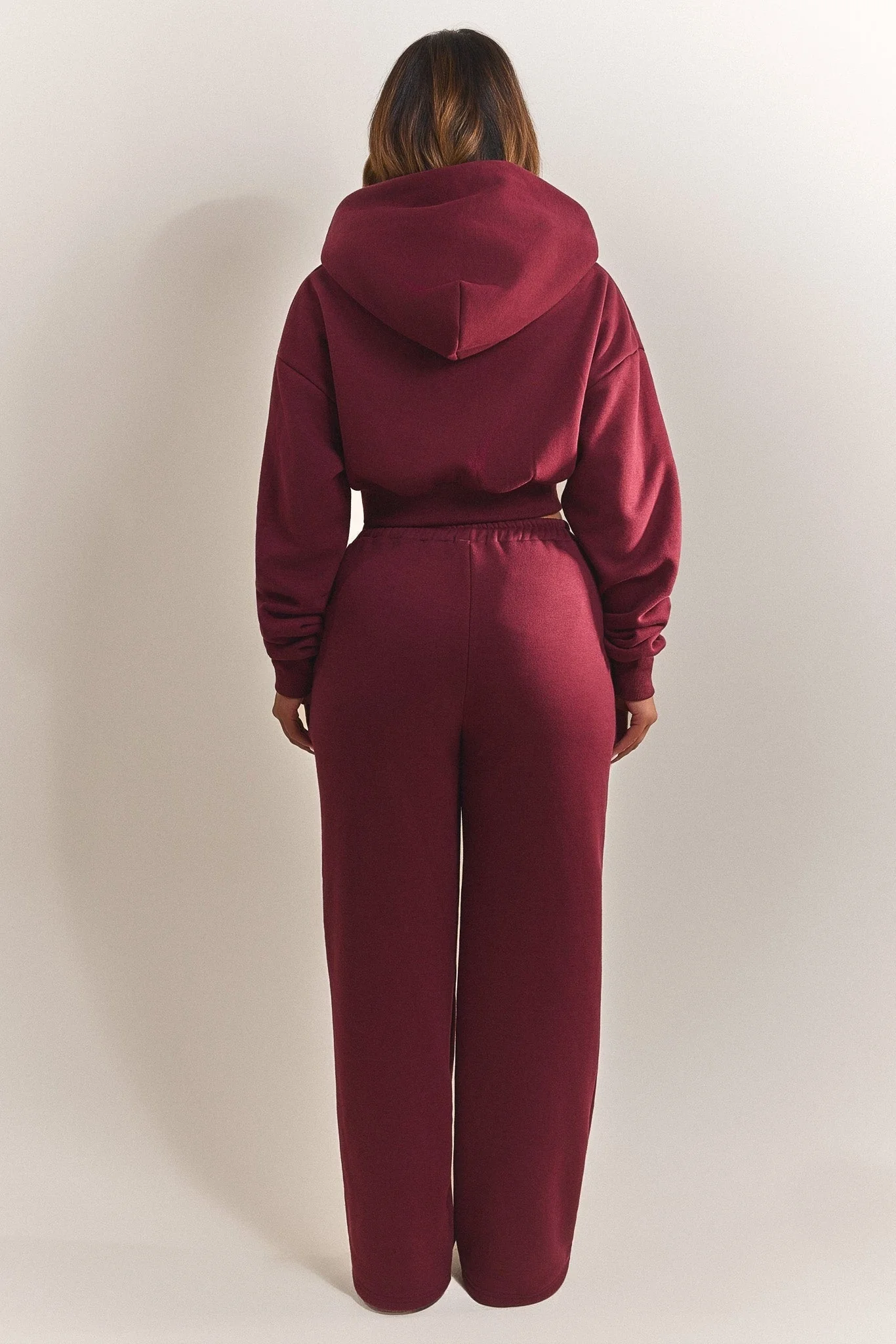 The Classics Cropped Zip Hoodie in Wine - Image 3
