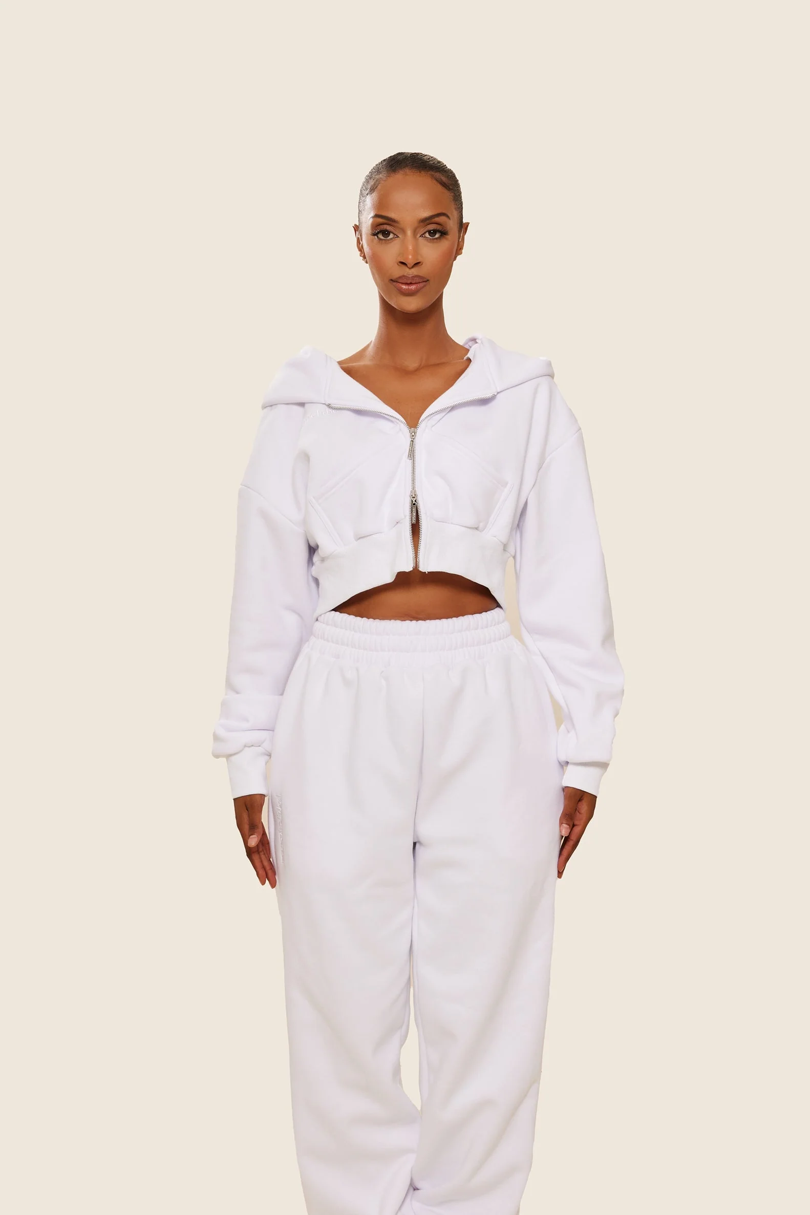 The Classics cropped zip hoodie in White