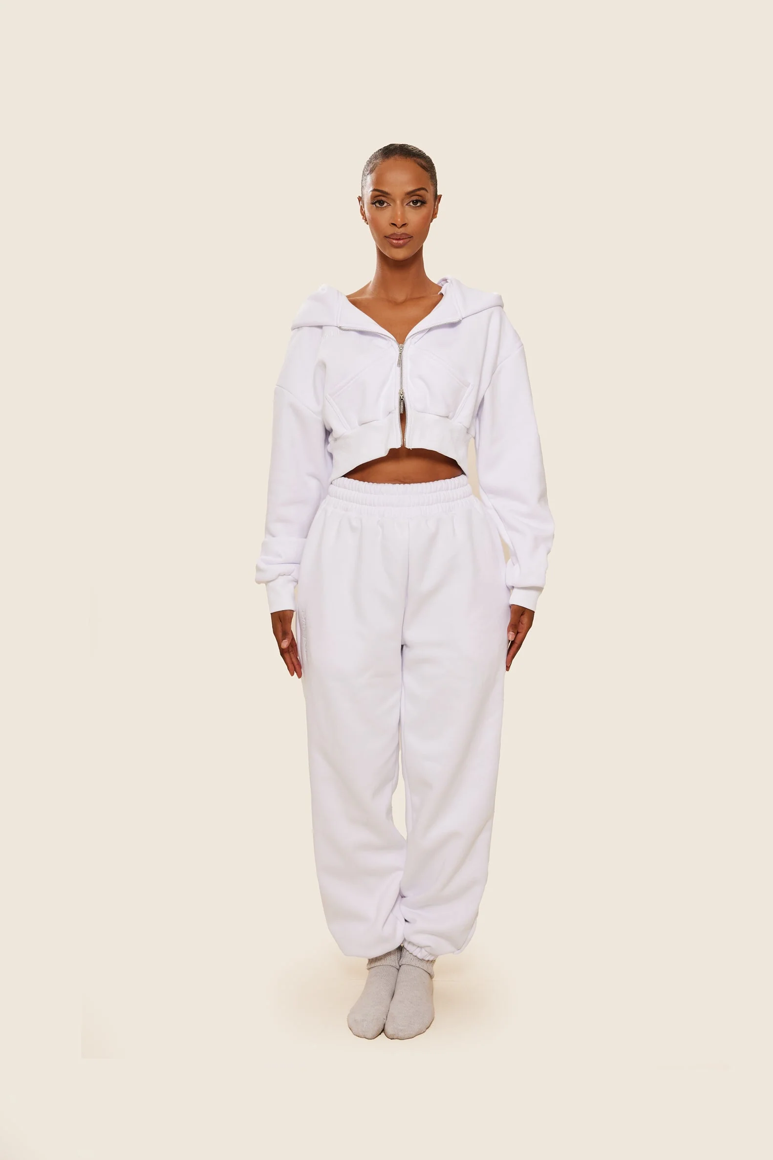 The Classics cropped zip hoodie in White - Image 2