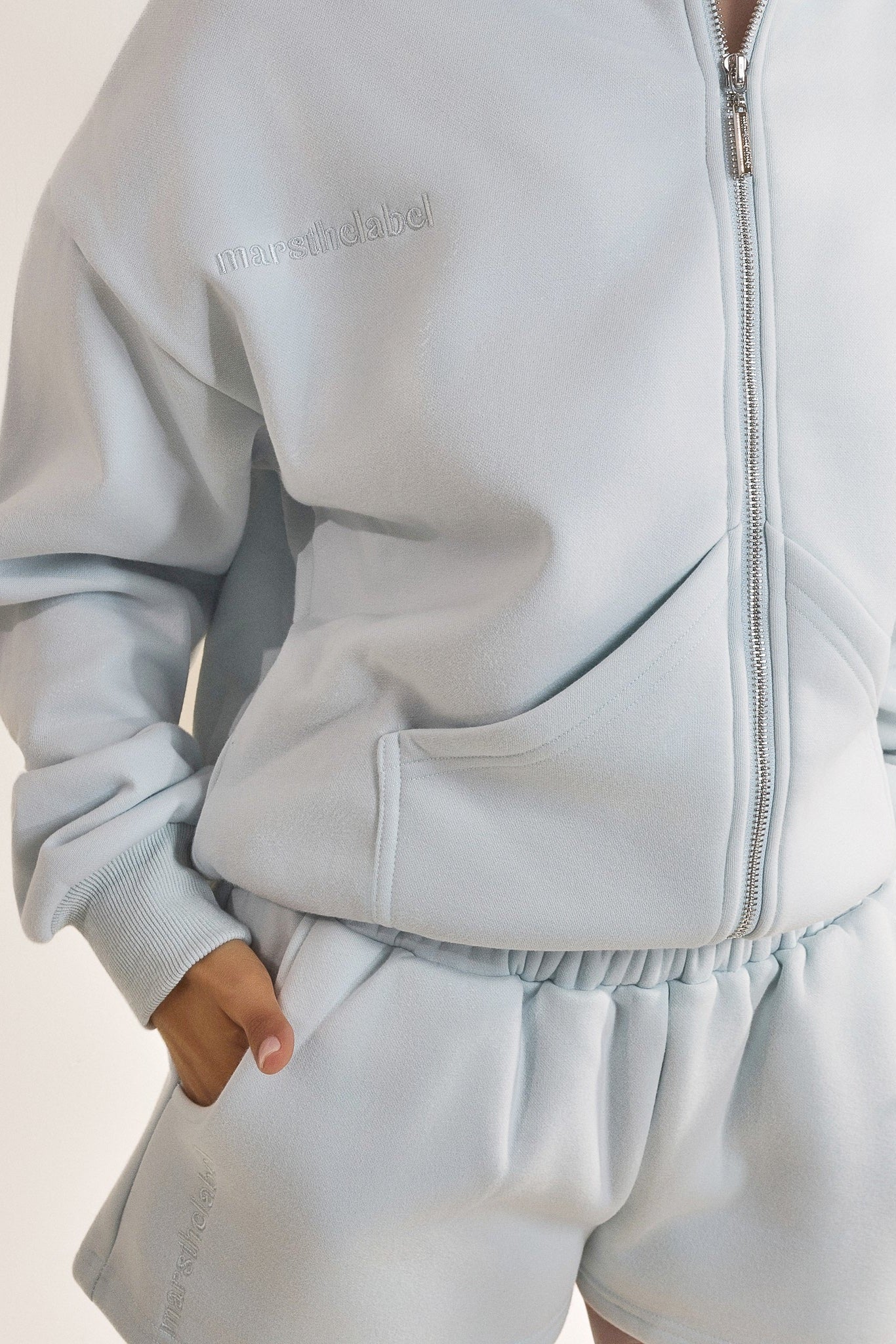 The Classics Longline Zip Jacket in Baby Blue - Image 5