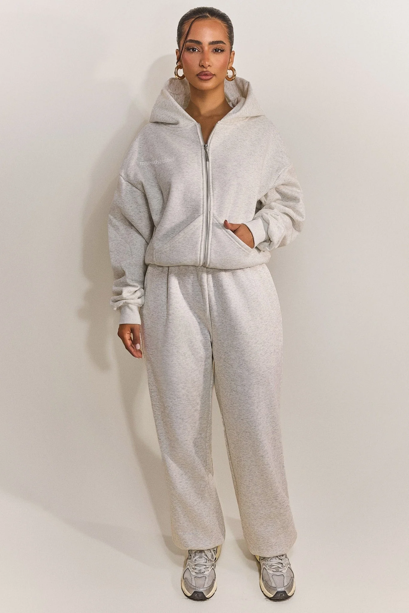 The Classics Longline Zip Jacket in Grey Marl