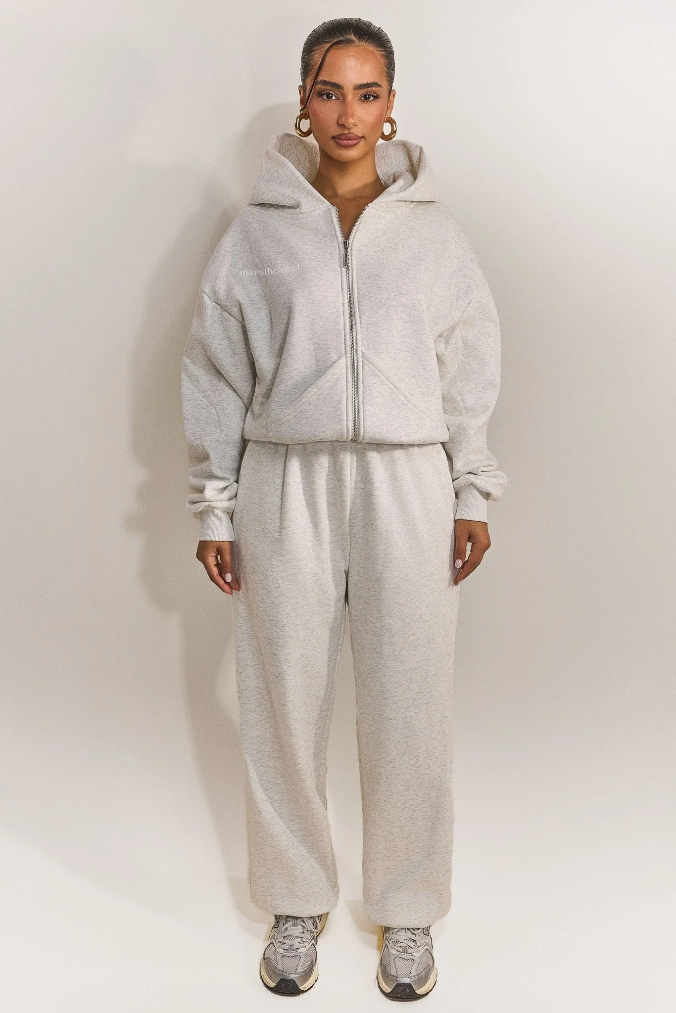 The Classics Longline Zip Jacket in Grey Marl - Image 2