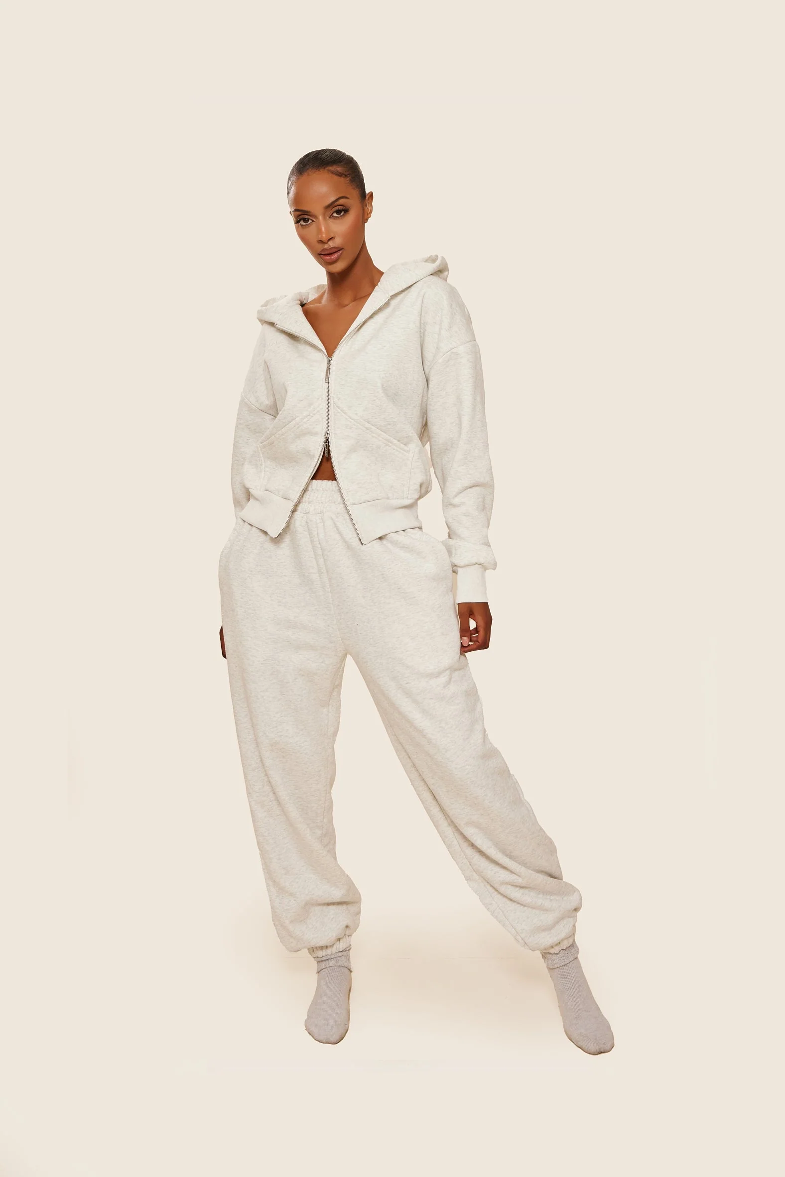The Classics Longline Zip Jacket in Grey Marl - Image 7