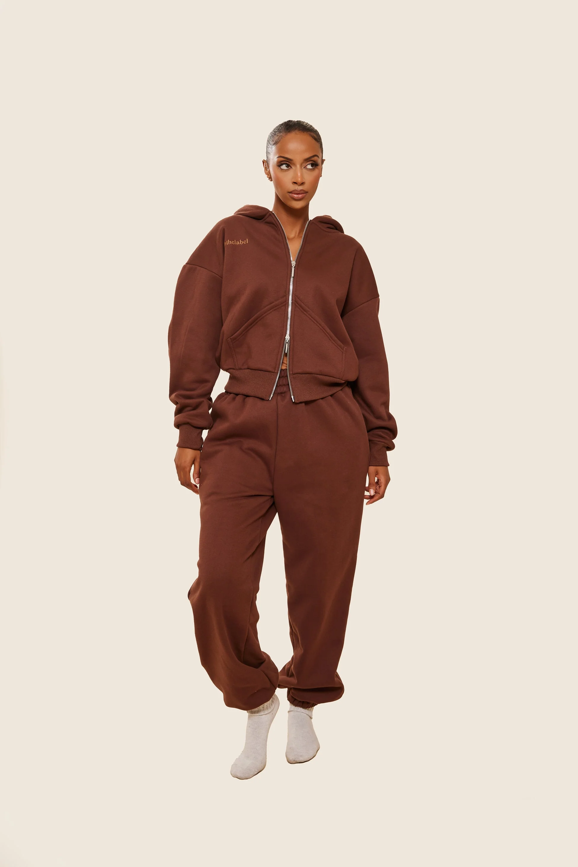 The Classics Longline Zip Jacket in Brown - Image 13