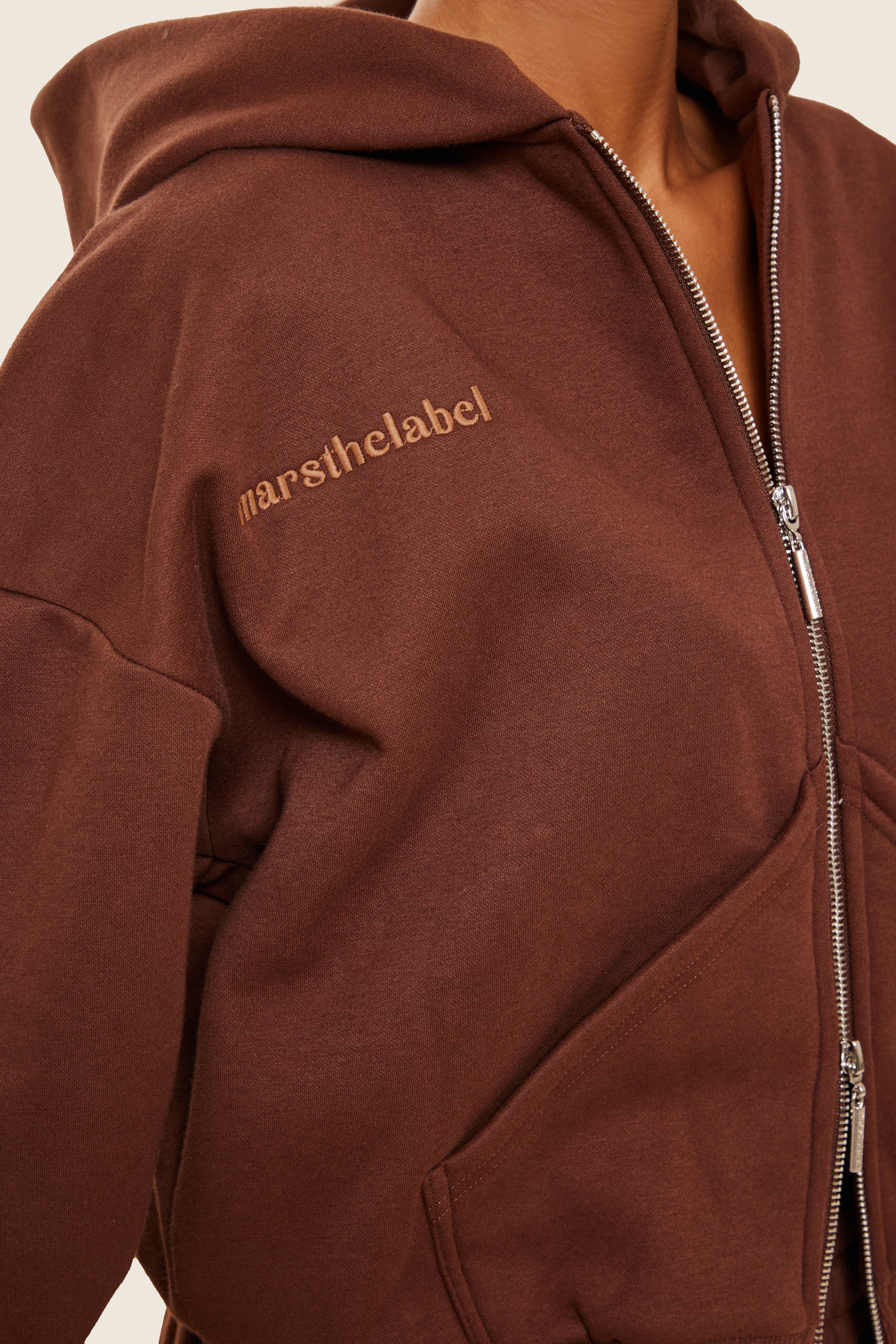 The Classics Longline Zip Jacket in Brown - Image 14