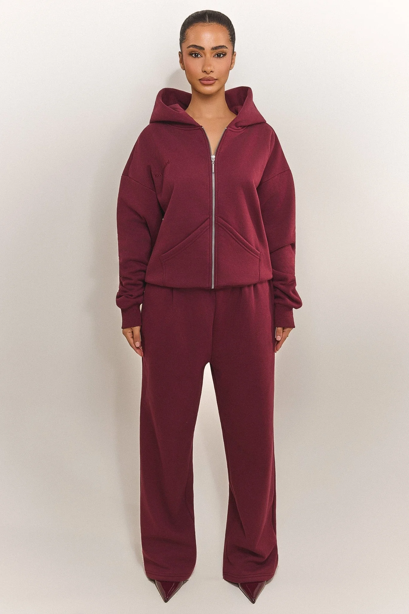 The Classics Longline Zip Jacket in Wine - Image 3