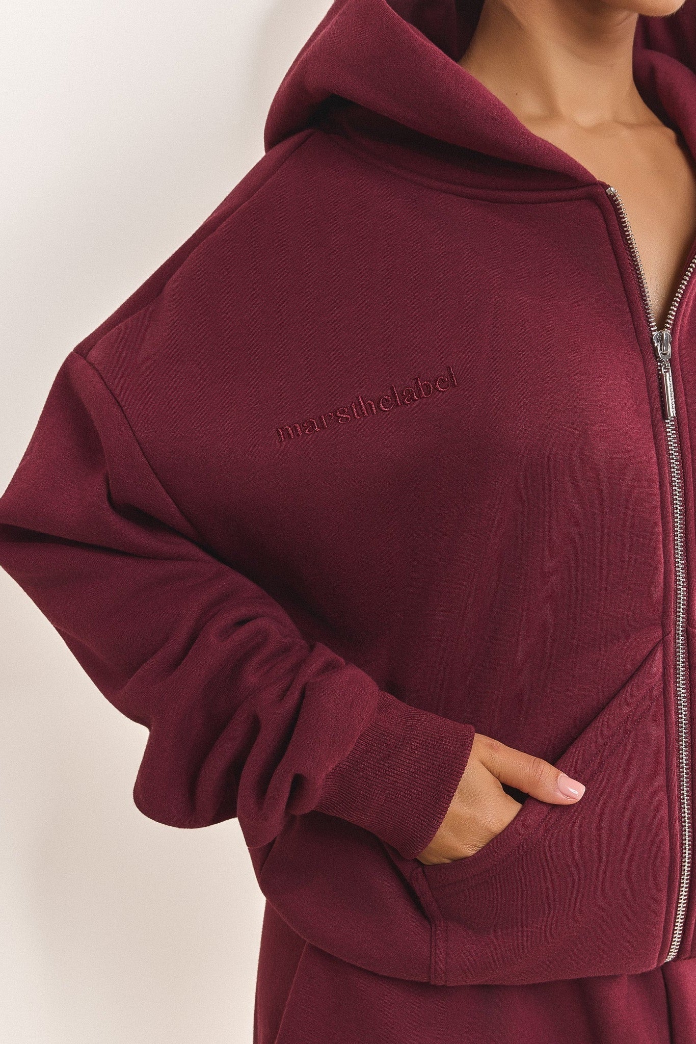 The Classics Longline Zip Jacket in Wine - Image 4