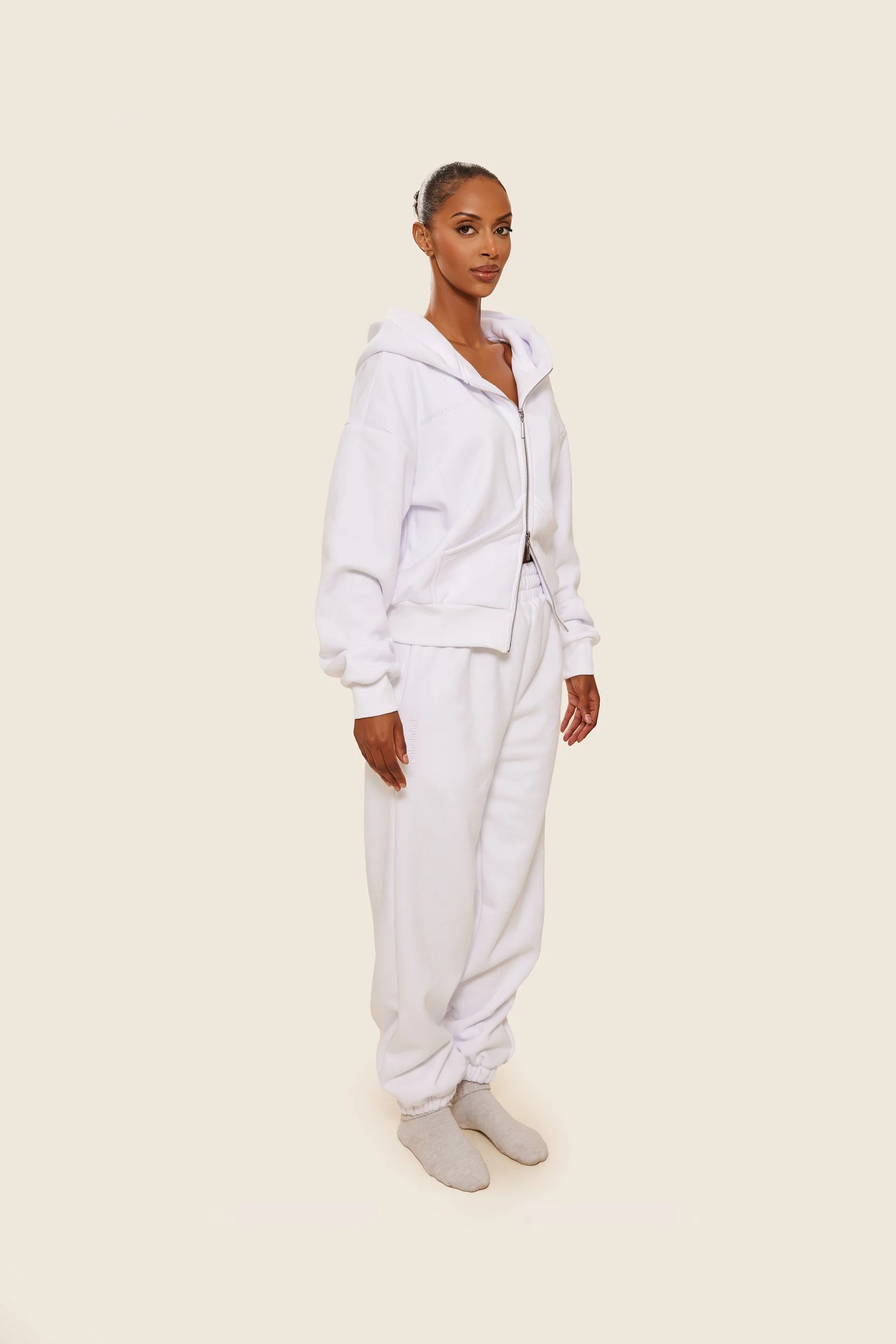 The Classics Longline Zip Jacket in White - Image 2