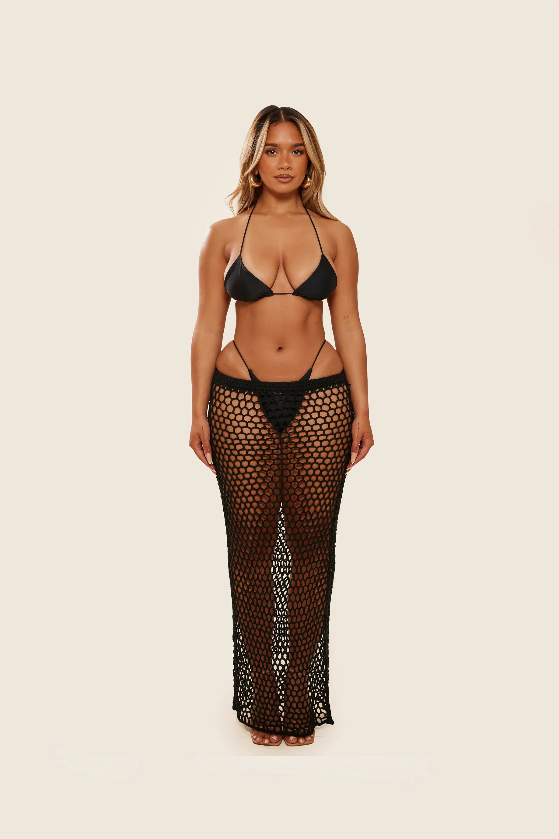 The Crochet Maxi Cover Up in Black