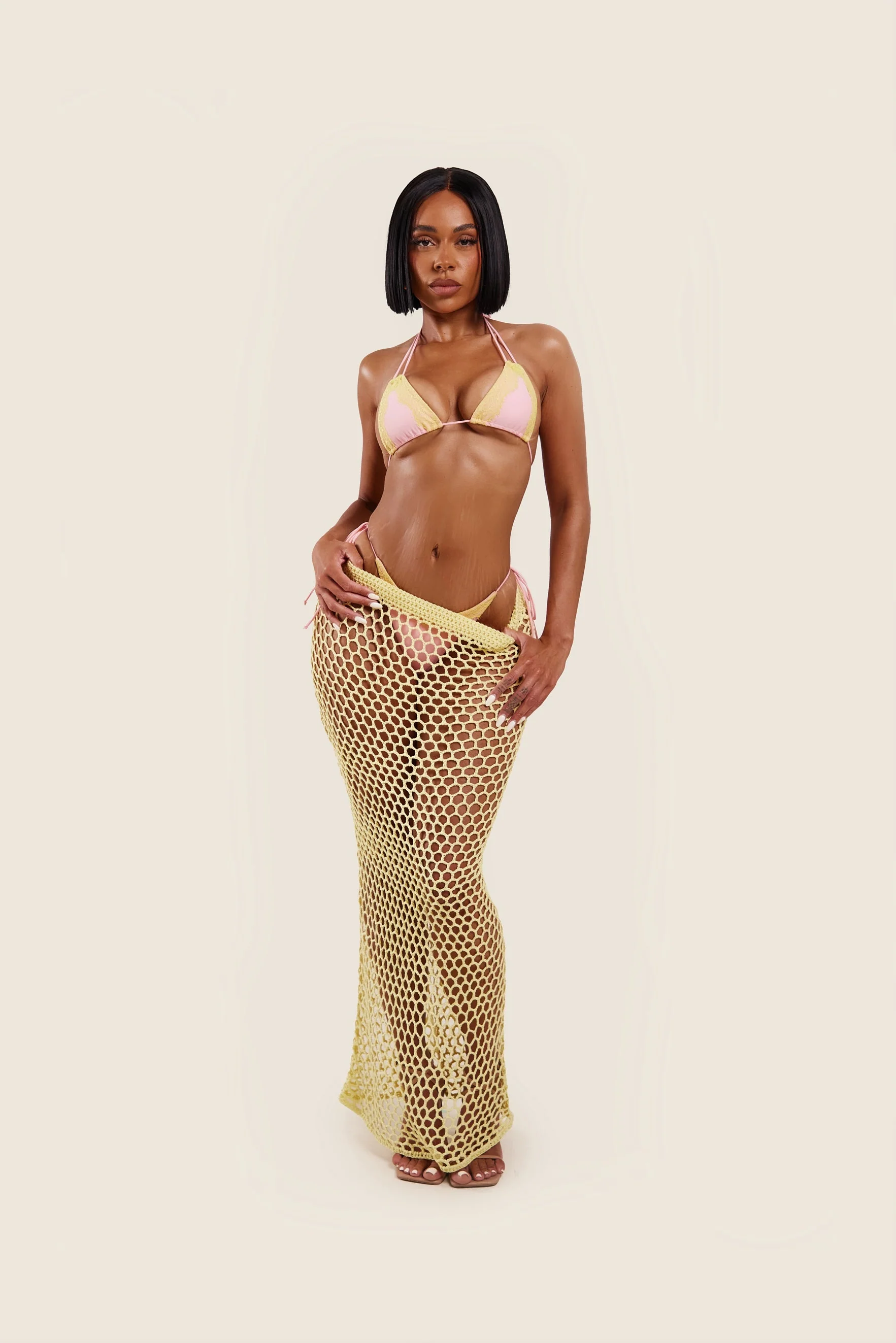 The Crochet Maxi Cover Up in Yellow - Image 4