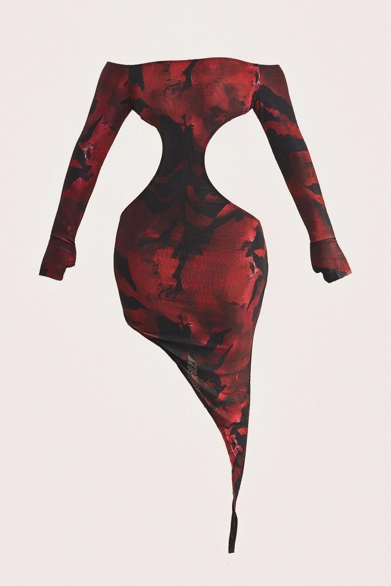 The Asymmetric Cut Out Mini in Red Print - Image 6