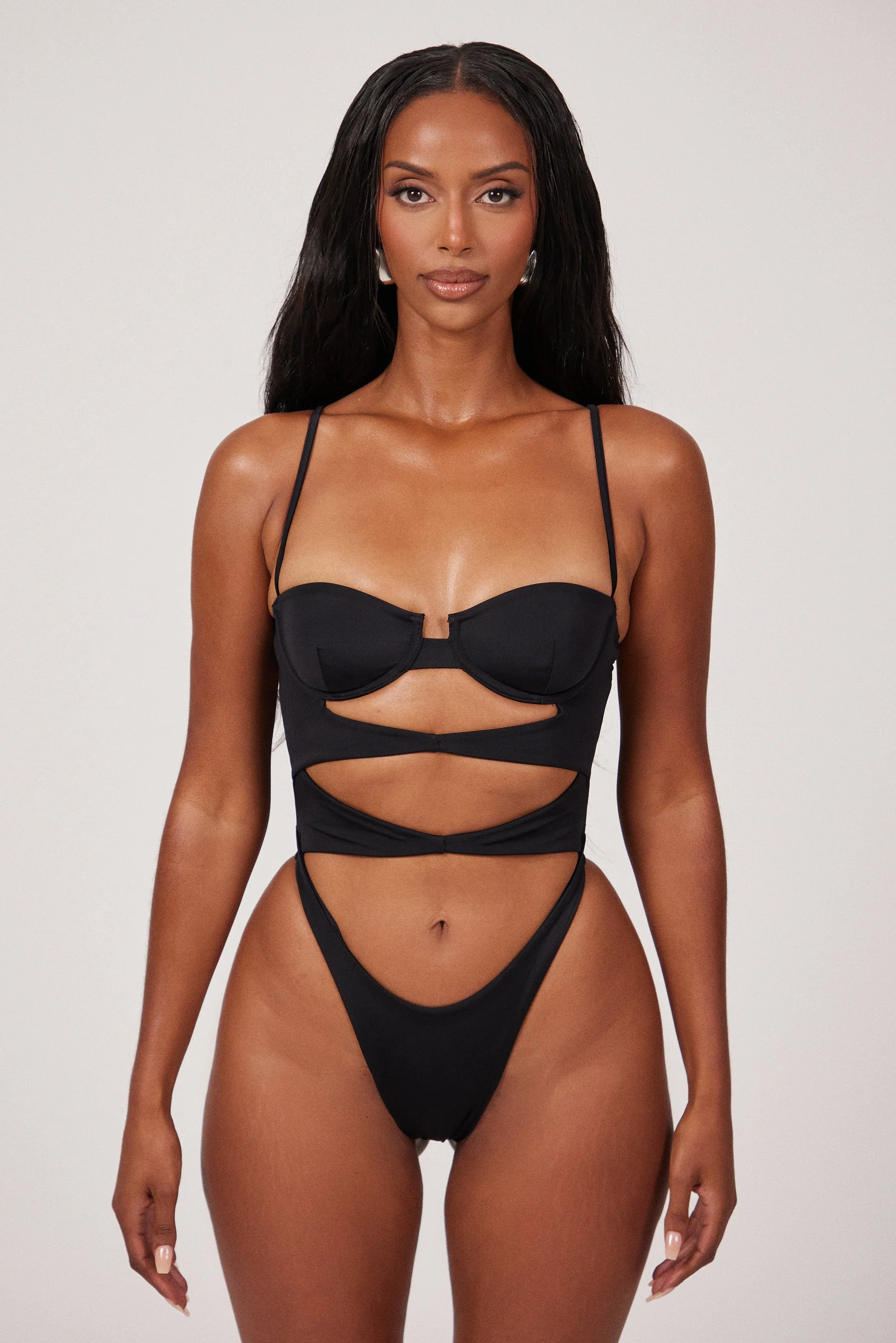 The Cut Out Cup Swim in Black