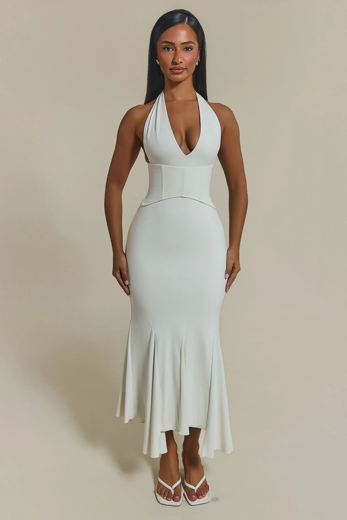 The Gisele Corset Maxi Dress in White - Image 4