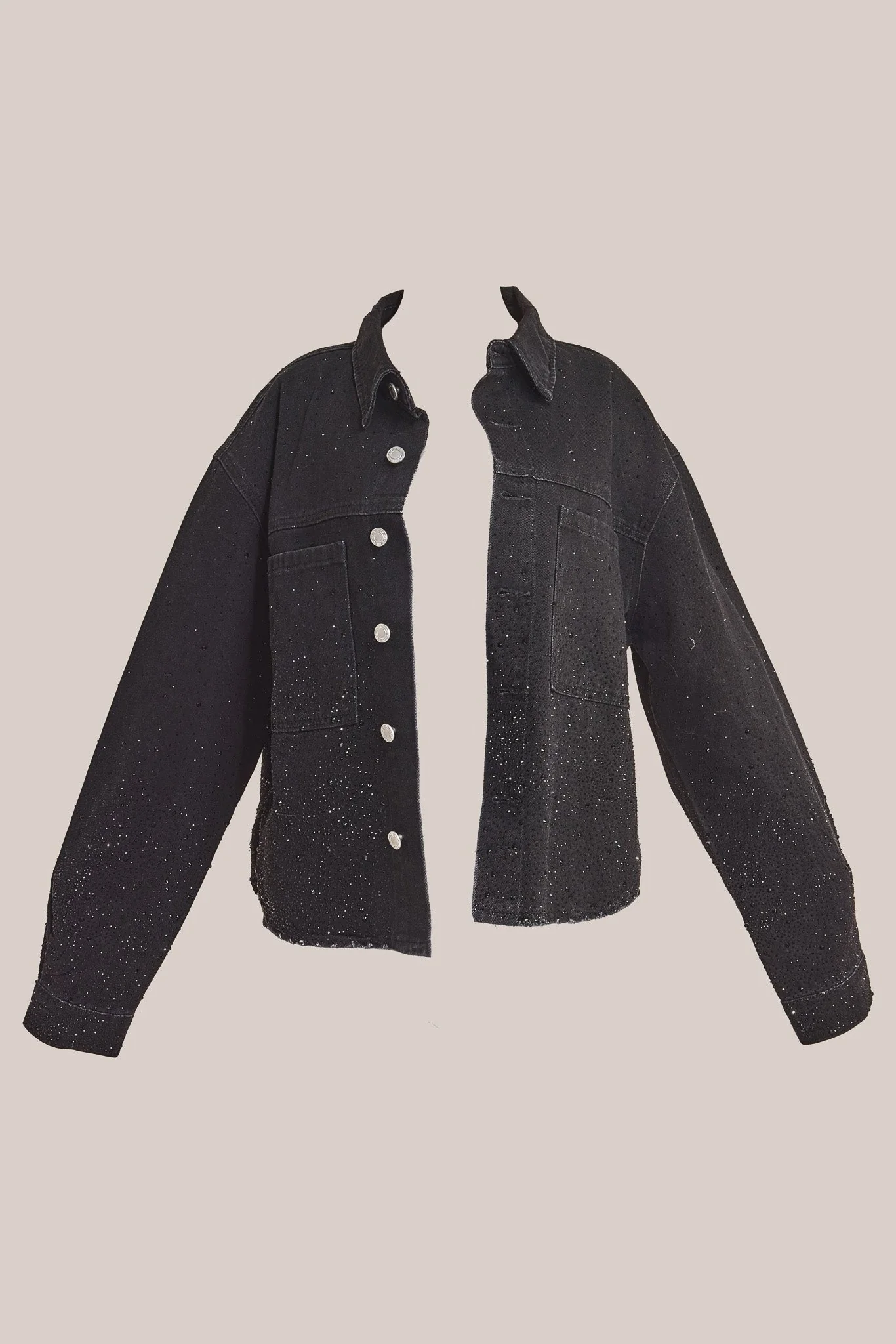 The Kai Rhinestone Shirt in Black - Image 5
