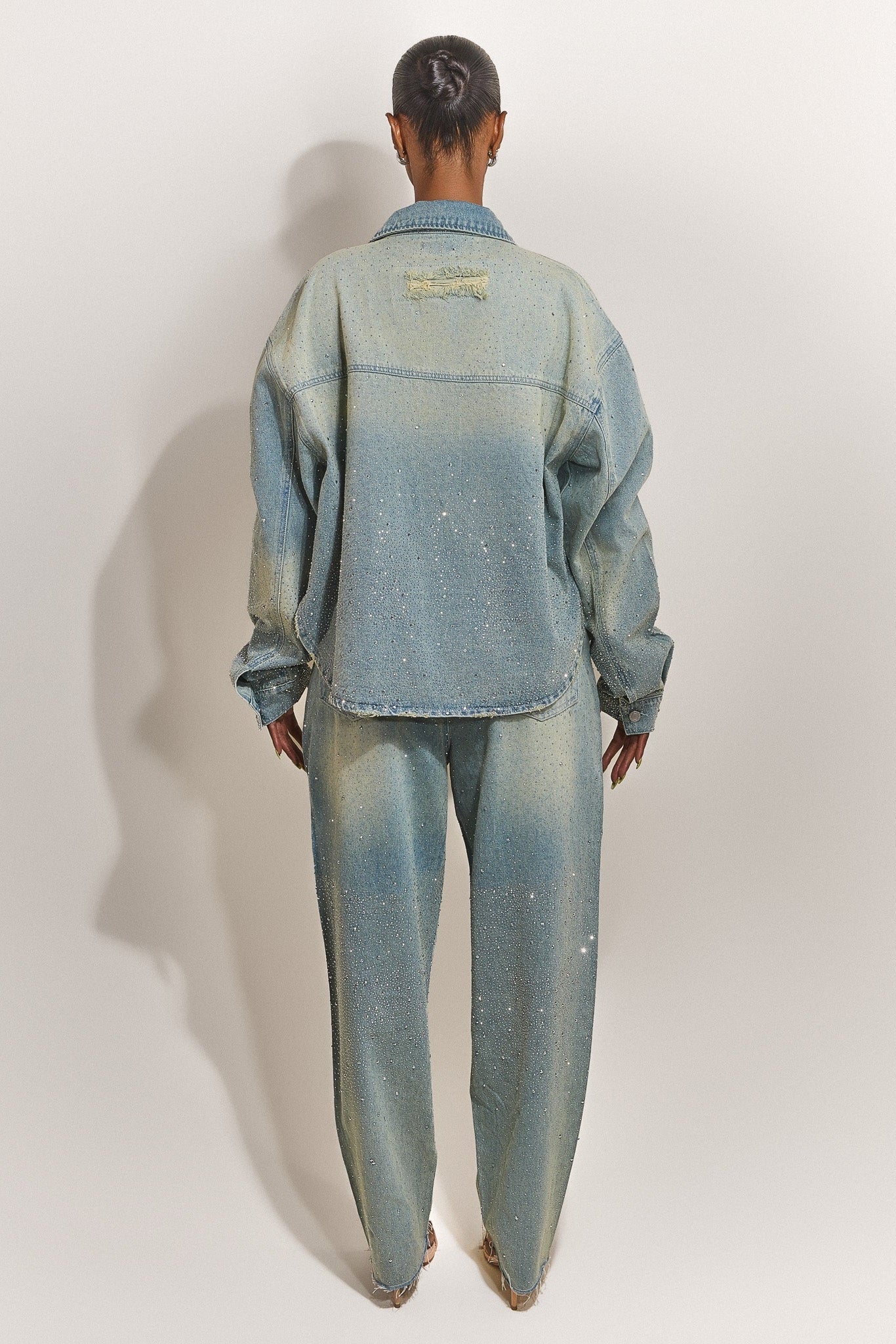 The Kai Rhinestone Shirt in Blue - Image 5
